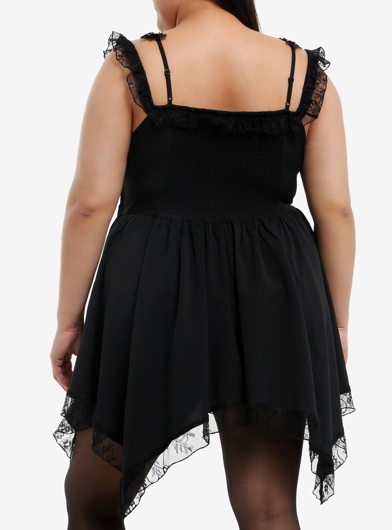 Cosmic Aura Black Floral Lace Cold-Shoulder Dress Plus Size, BLACK, alternate