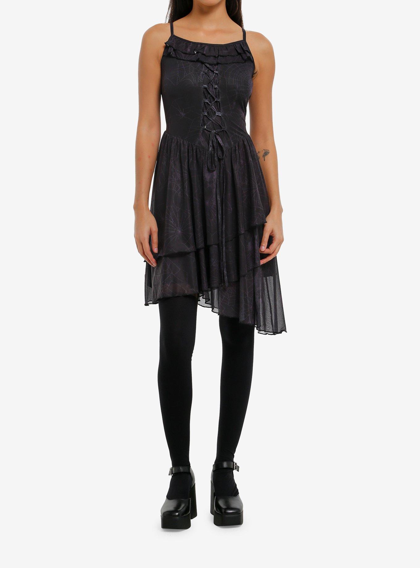 Cosmic Aura Spiderweb Lace-Up Midaxi Dress, , hi-res
