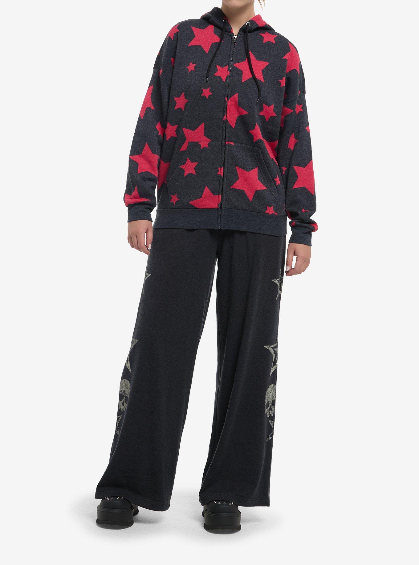 Grey & Red Star Girls Hoodie, , hi-res