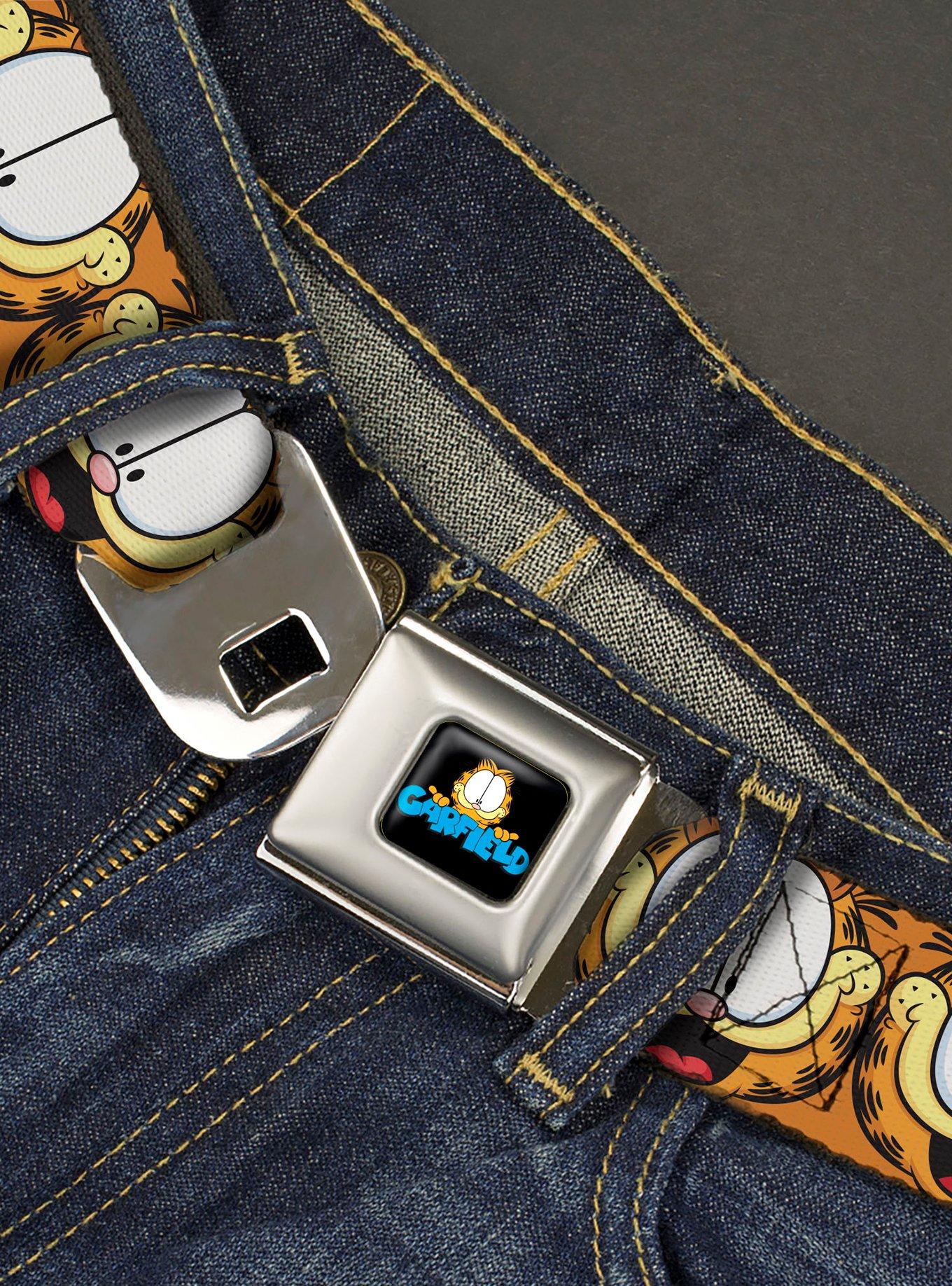 Garfield Smiling Expression Close Up Seatbelt Buckle Belt, ORANGE, alternate