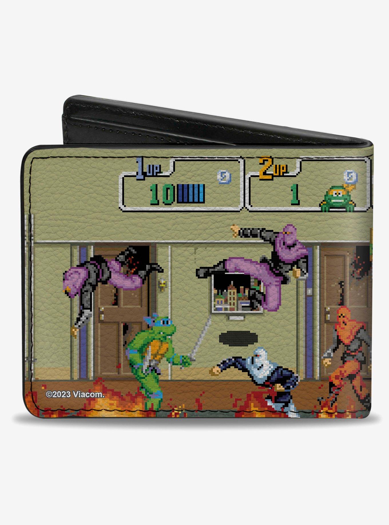 Teenage Mutant Ninja Turtles 8 Bit Video Battle Scene Bifold Wallet, , alternate