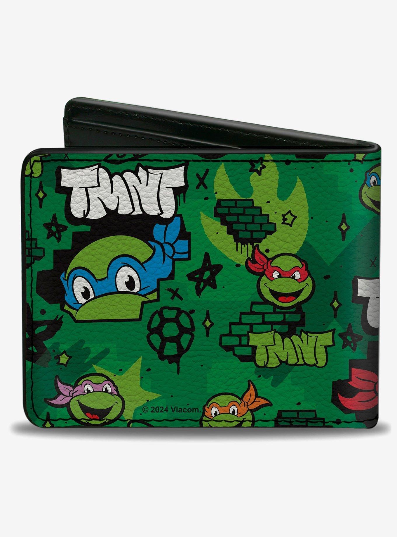 Teenage Mutant Ninja Turtles TMNT Faces Brick Wall Bifold Wallet, , alternate