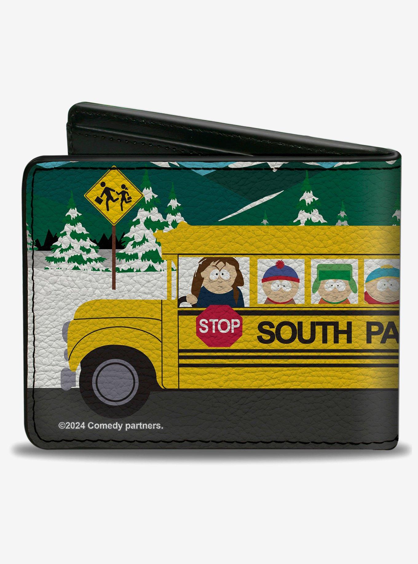 South Park Elementary School Bus Character Group Scene Bifold Wallet, , alternate