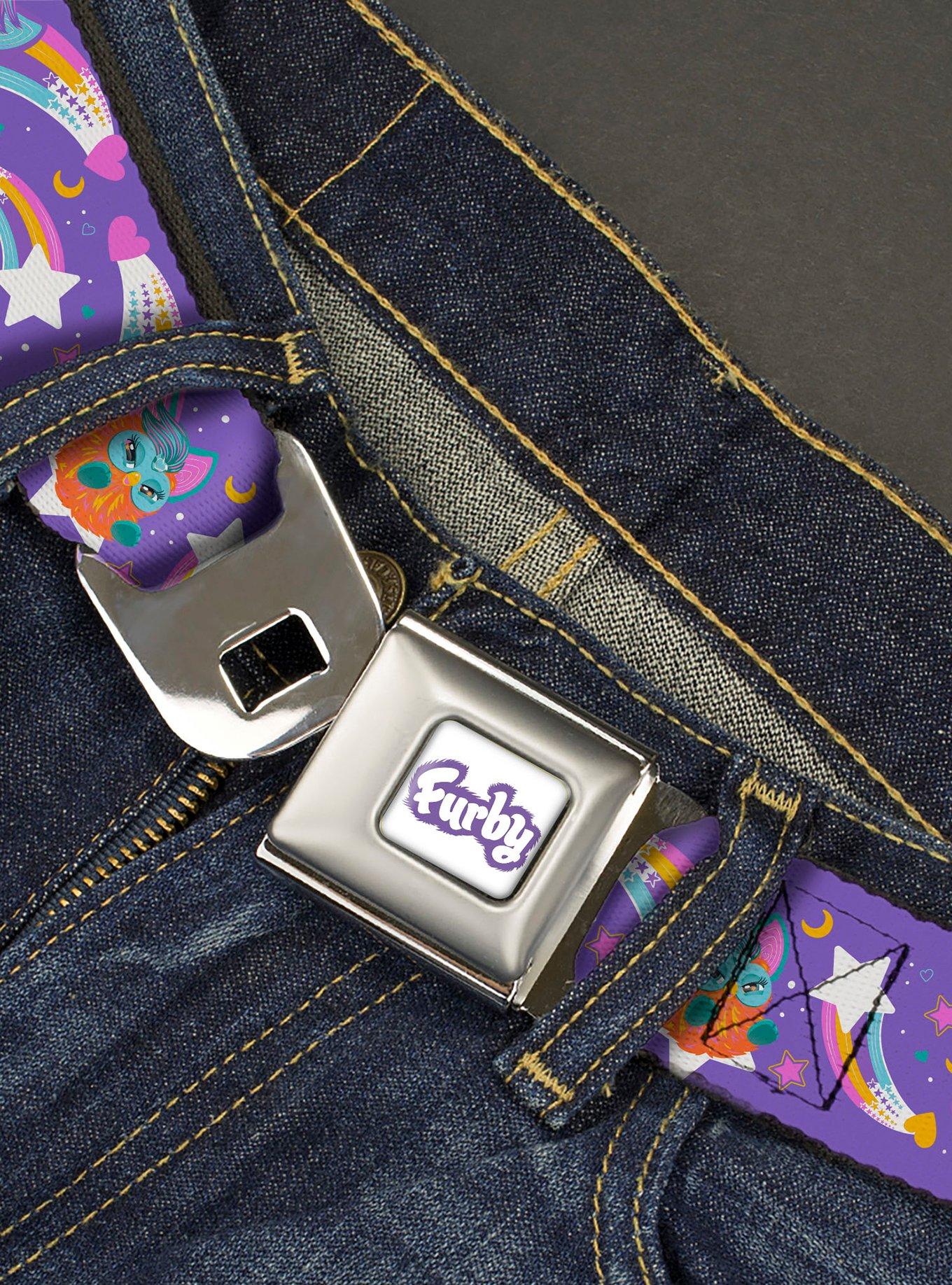 Furby Orange and Purple Jumping Rainbow Slide Seatbelt Buckle Belt, , hi-res