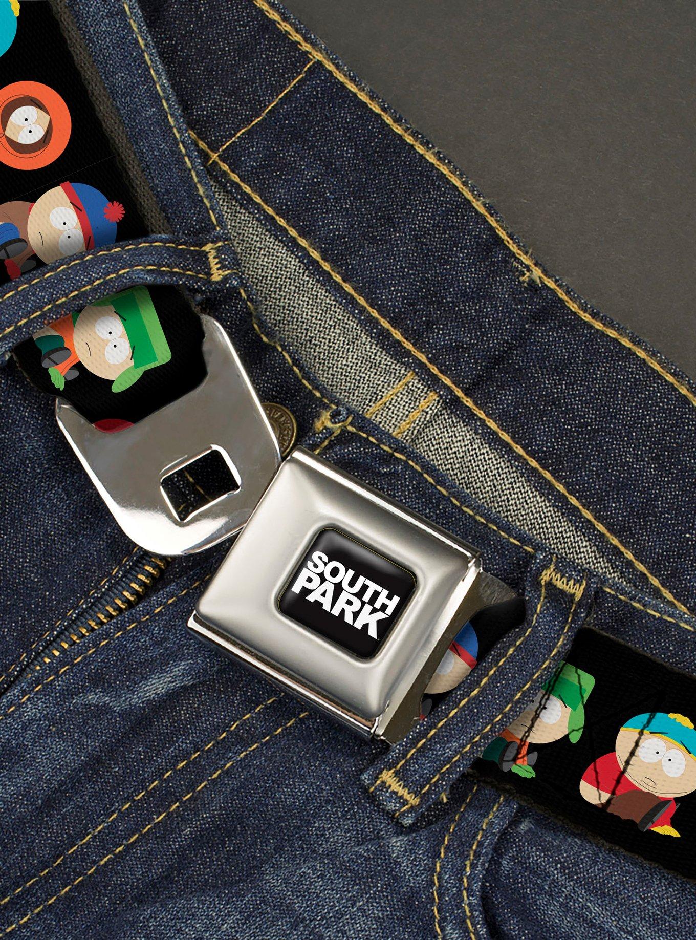 South Park Boys Faith Hilling Butt Scratch Poses Seatbelt Buckle Belt, BLACK, alternate