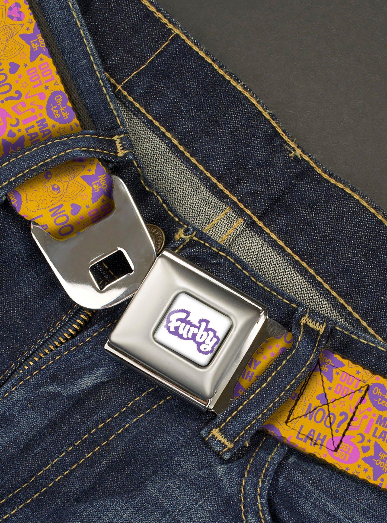 Furby Furbish Phrases and Icons Seatbelt Buckle Belt, MULTI, alternate