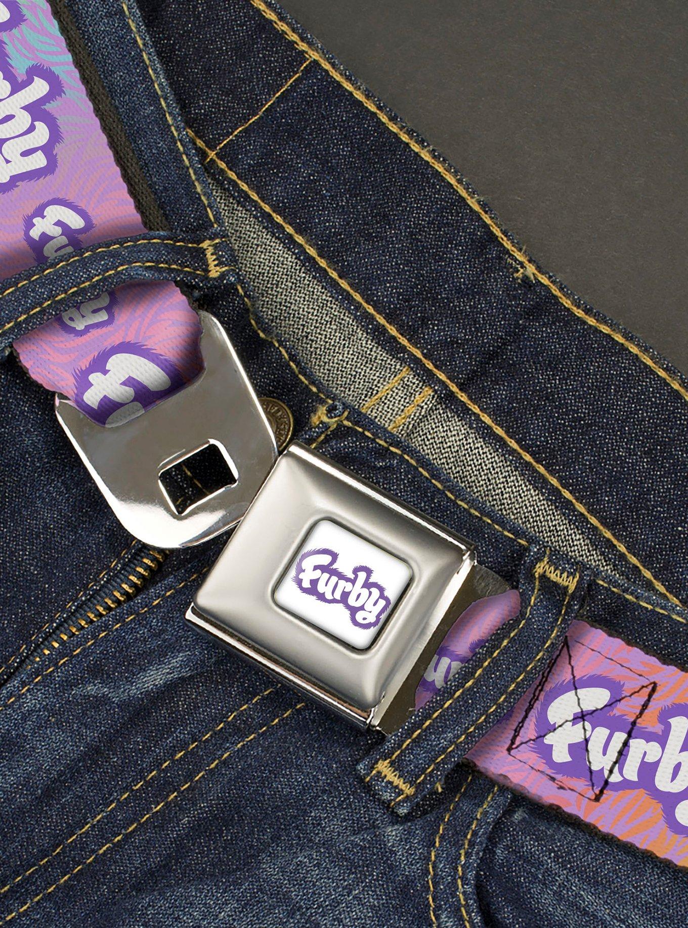 Furby Title Logo Fur Print Seatbelt Buckle Belt, MULTI, alternate