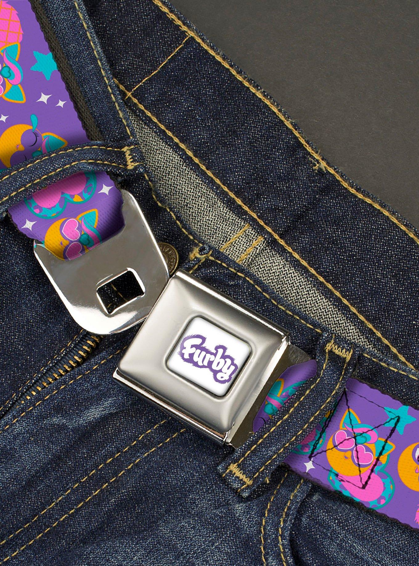 Furby Furbmojis and Icons Collage Seatbelt Buckle Belt, MULTI, alternate