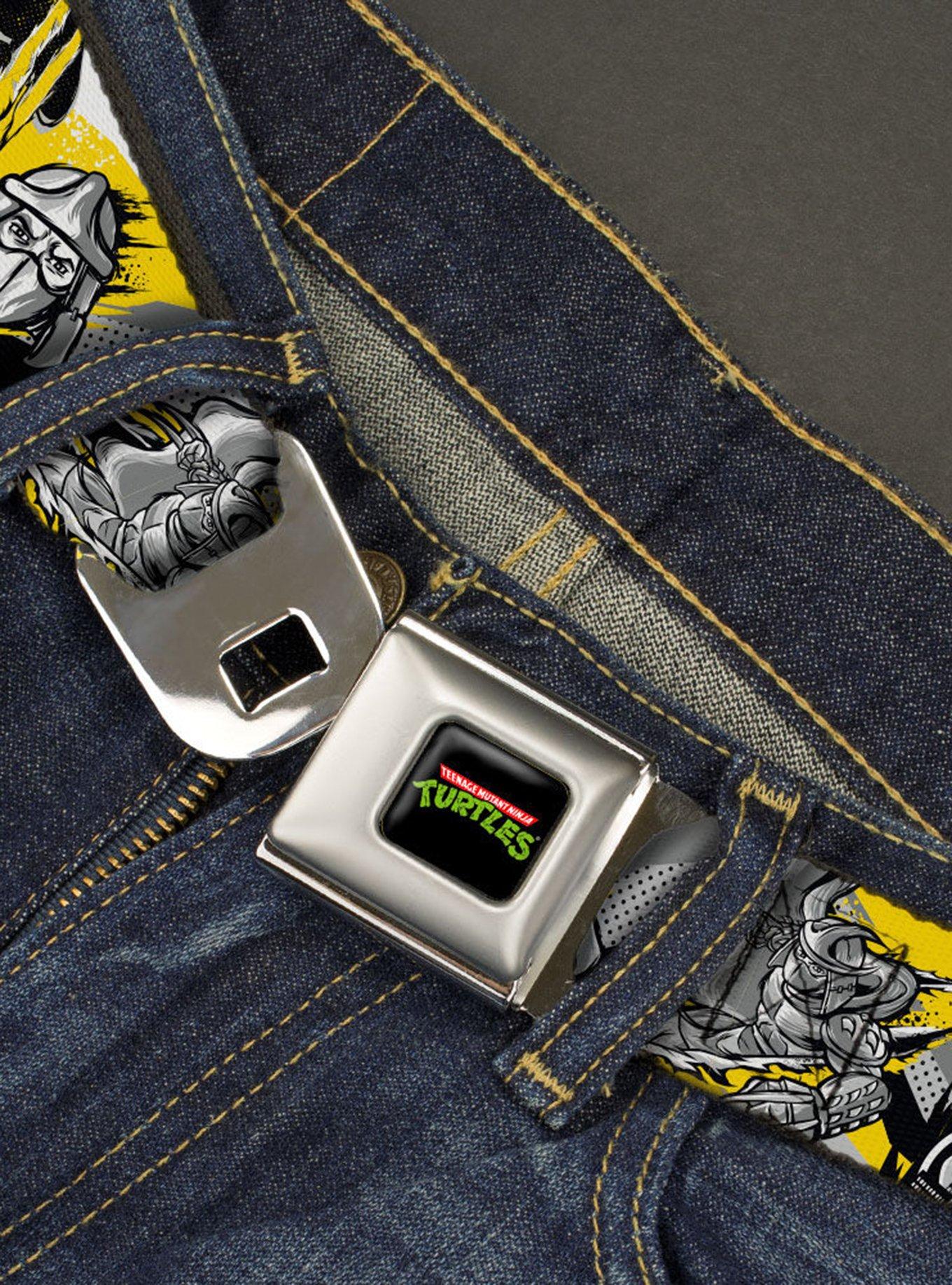 Teenage Mutant Ninja Turtles Shredder Pose and Icons Seatbelt Buckle Belt, GREY, alternate