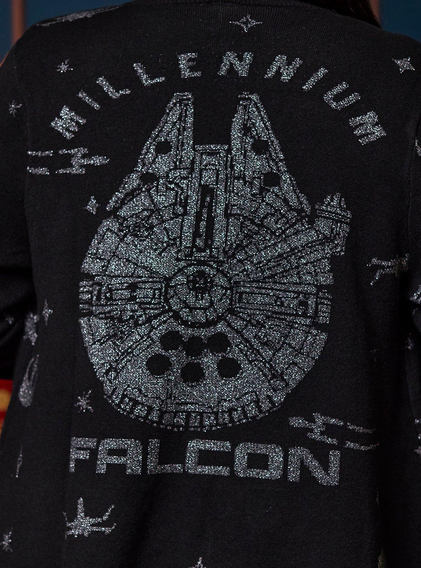 Her Universe Star Wars Millennium Falcon Draped Cardigan Plus Size Her Universe Exclusive, BLACK  GREY, alternate