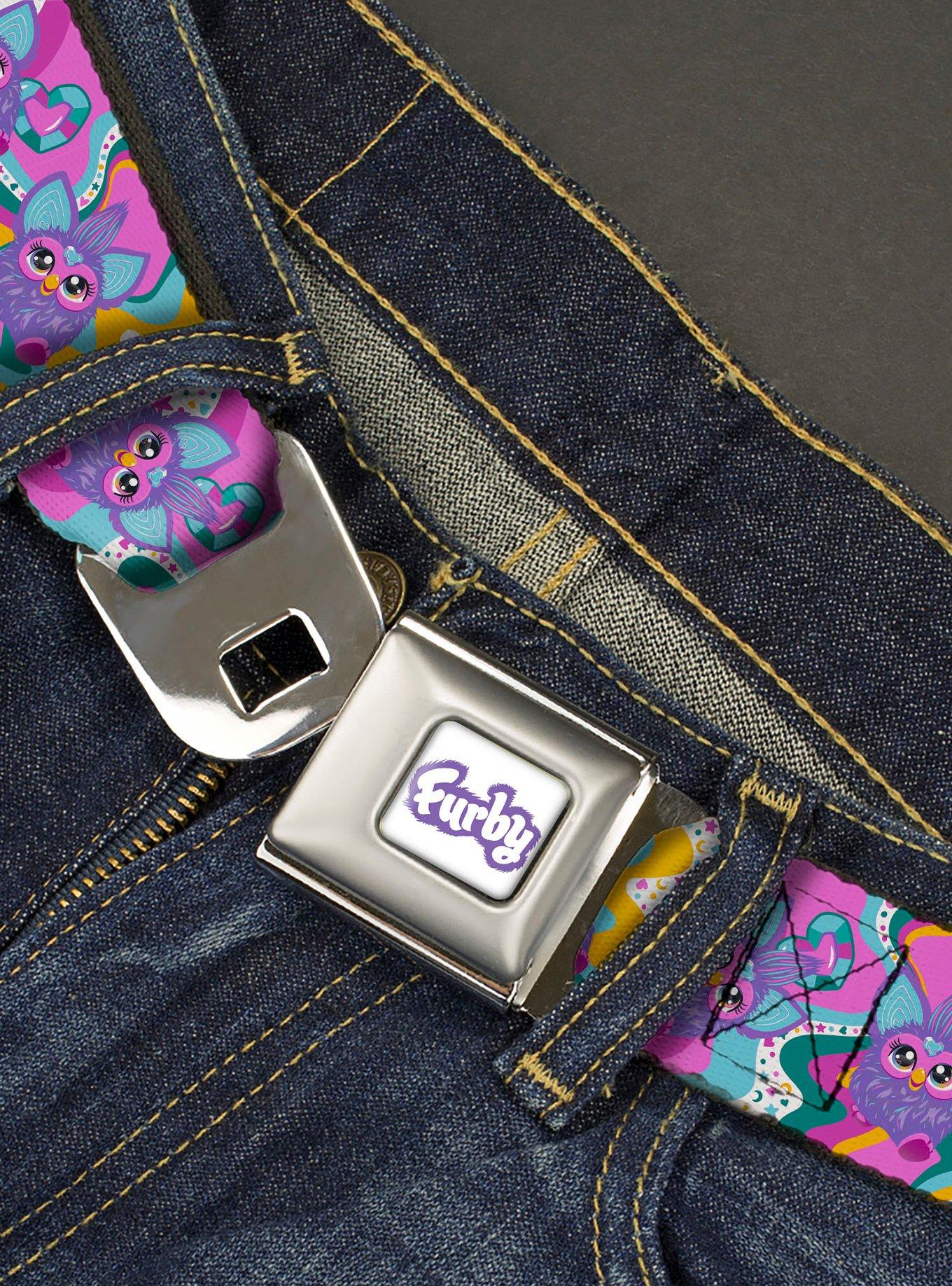 Furby Purple Dancing Pose Collage Seatbelt Buckle Belt, , hi-res