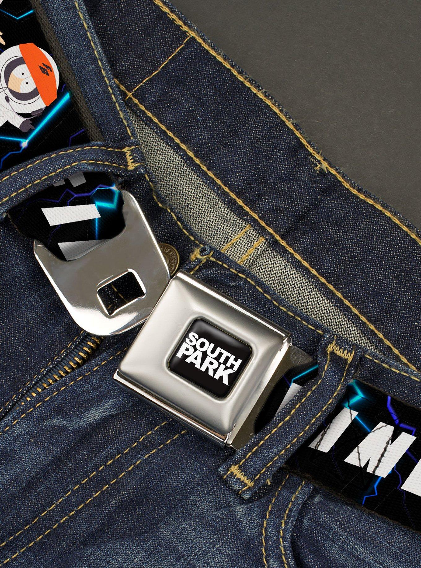 South Park Boy Band Fingerbang Lightning Pose Seatbelt Buckle Belt, BLACK, alternate