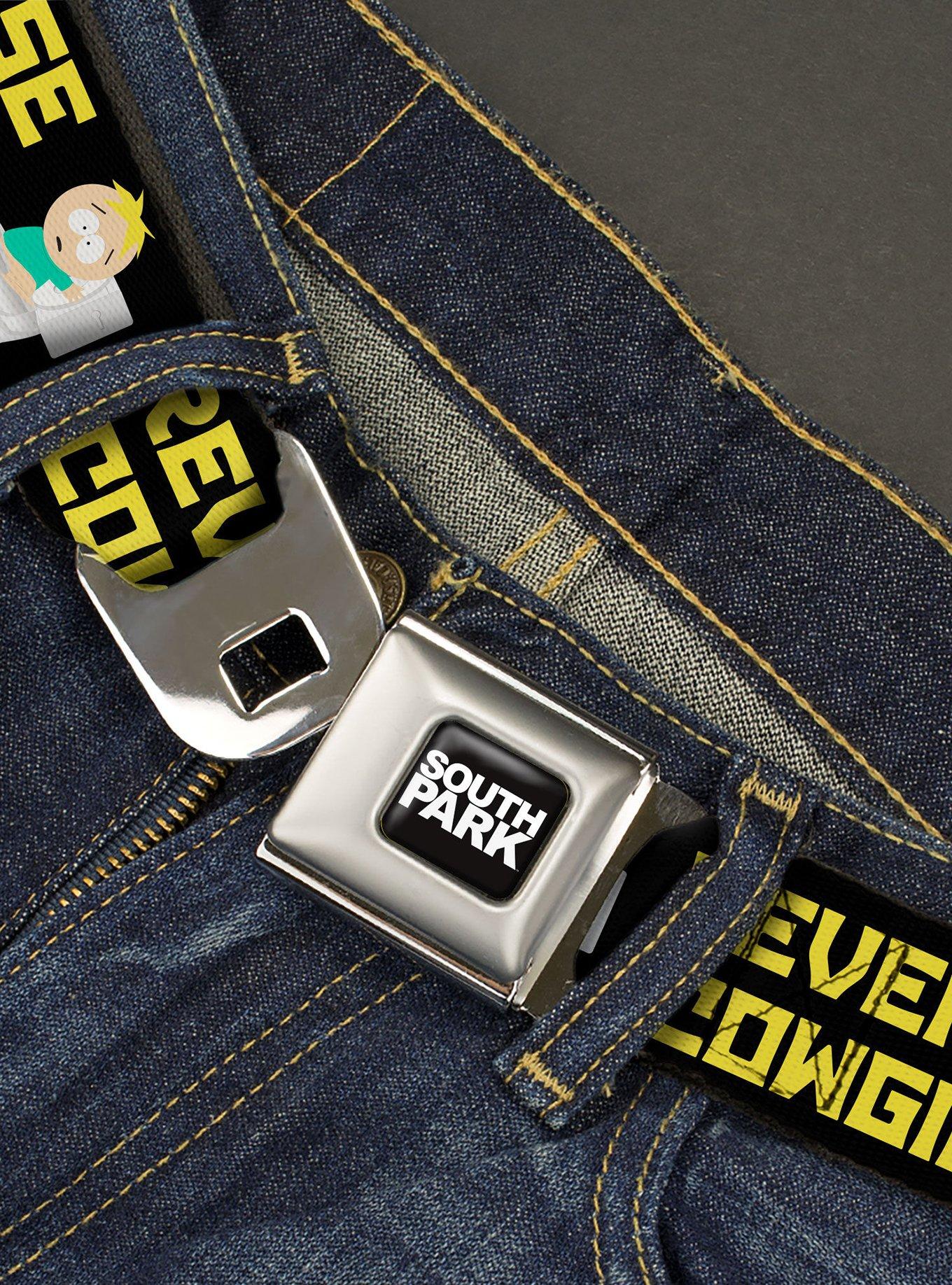 South Park Butters Reverse Cowgirl Toilet Pose Seatbelt Buckle Belt, BLACK, alternate