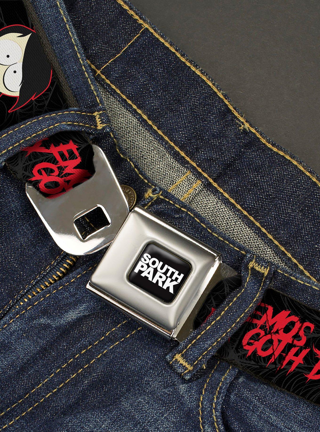 South Park Goth Firkle Emos Sucks My Goth Balls Seatbelt Buckle Belt, , hi-res