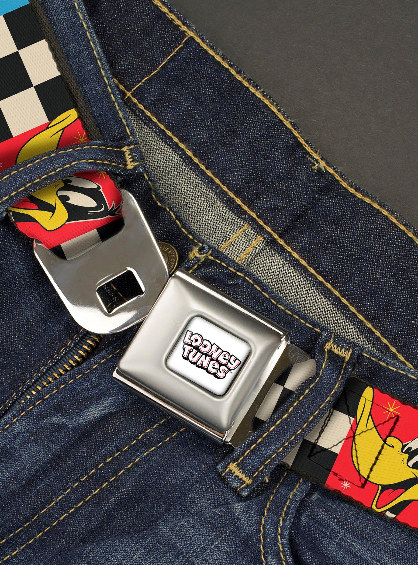 Looney Tunes Checker Pose Blocks Seatbelt Buckle Belt
