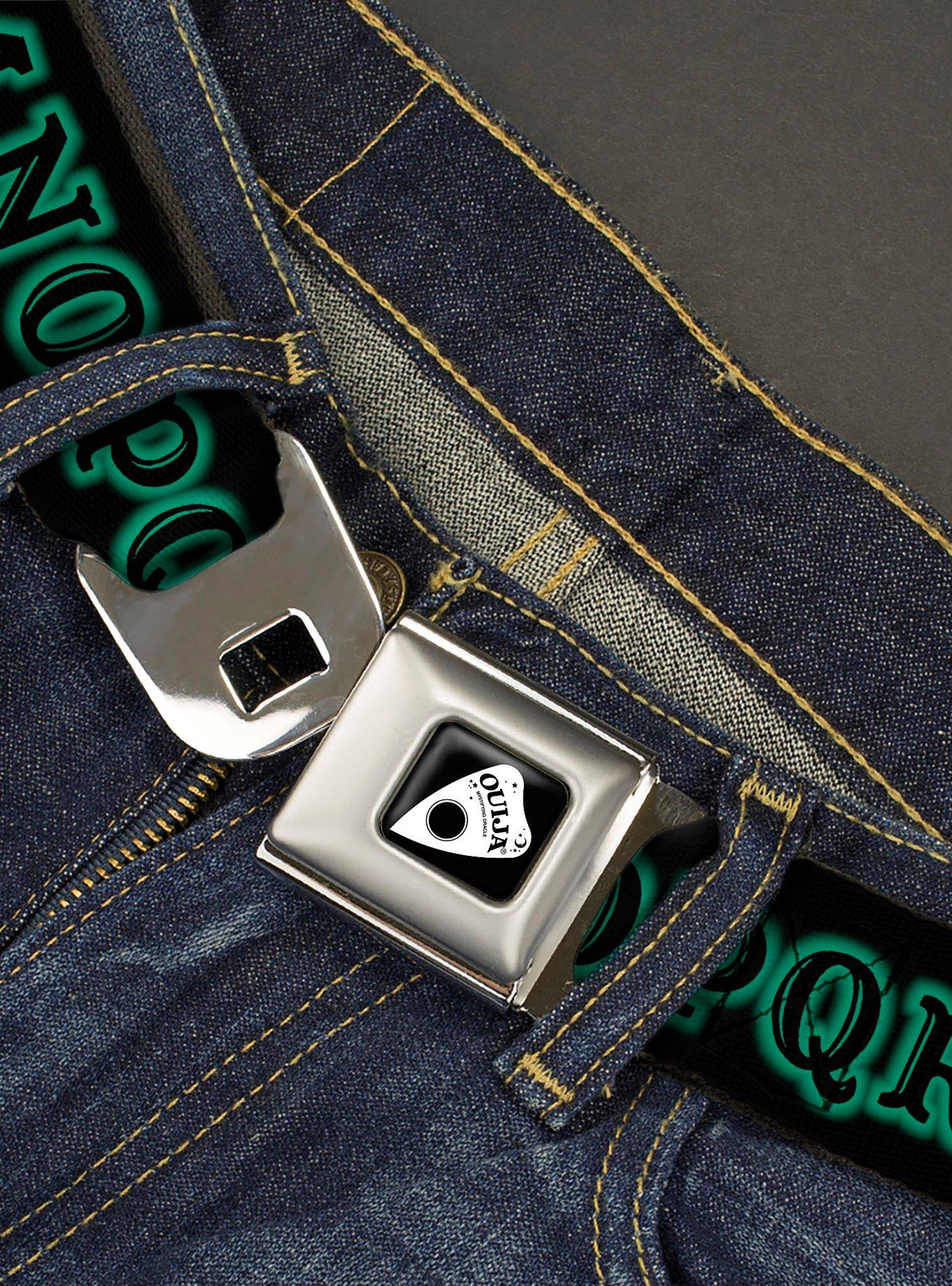 Ouija Board Letters and Elements Black Greens Seatbelt Buckle Belt, , hi-res
