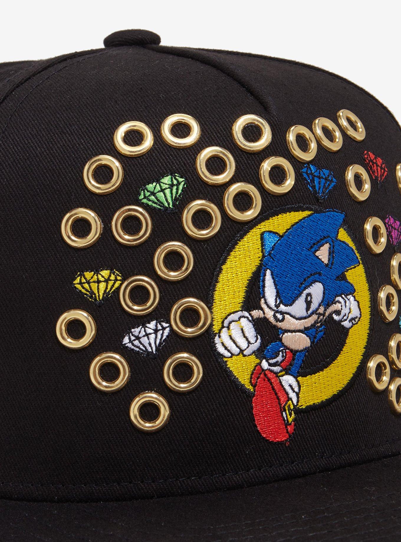 Sonic The Hedgehog Gold Rings Snapback Hat, , alternate