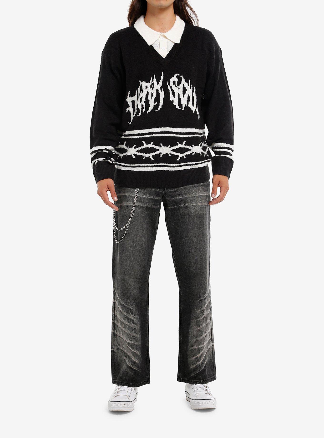 Dark Soul Barbed Wire Collared Sweater, , hi-res