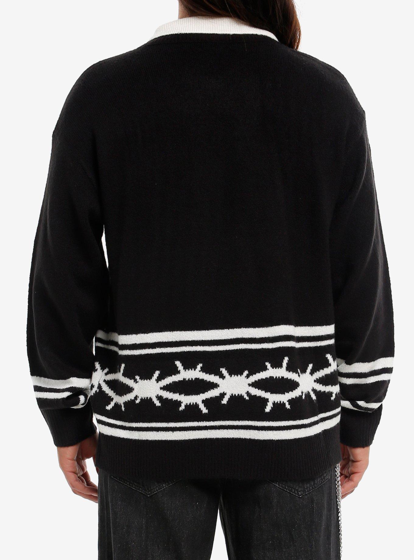 Dark Soul Barbed Wire Collared Sweater, , alternate