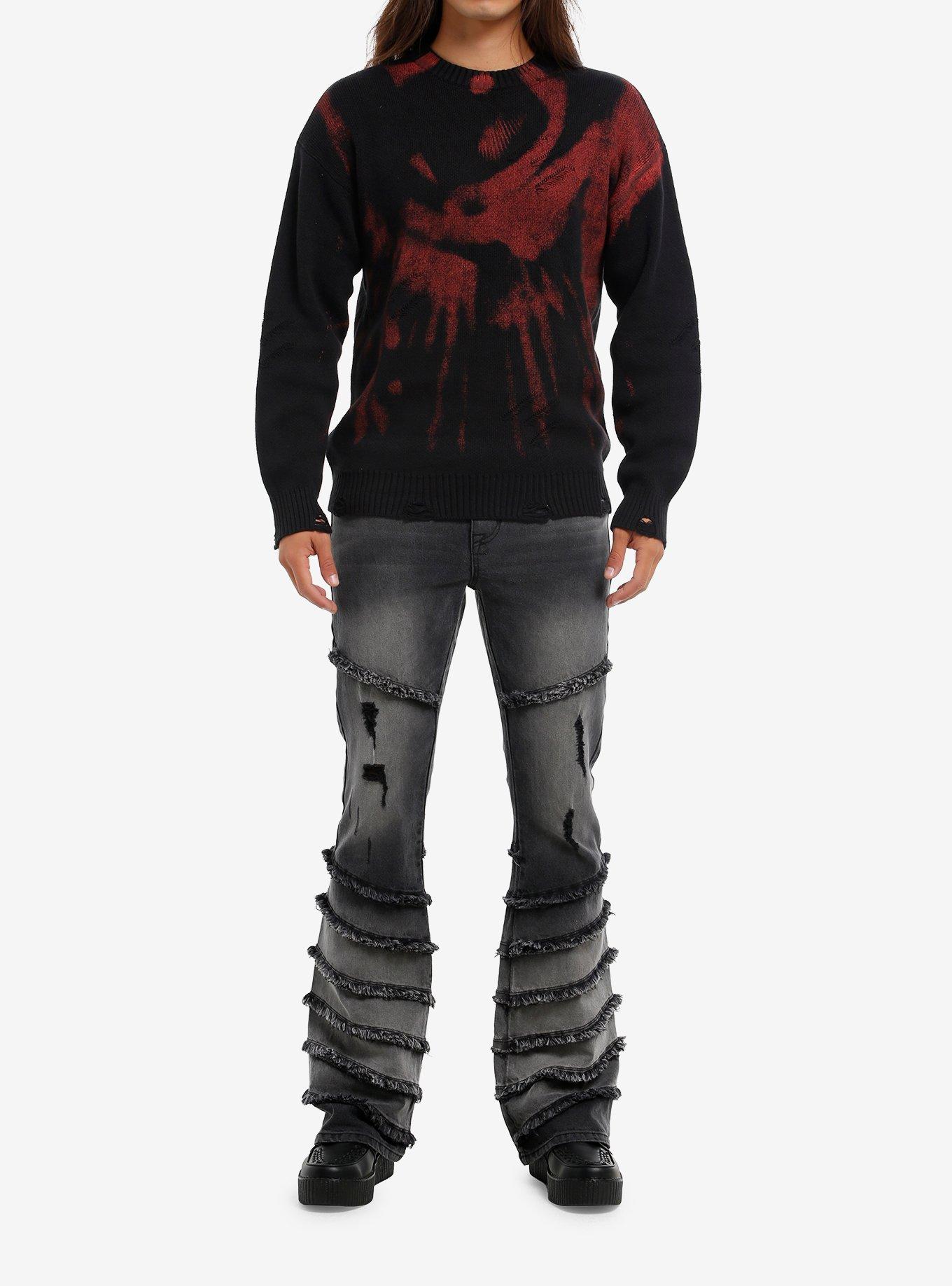 Abstract Red & Black Sweater, , hi-res