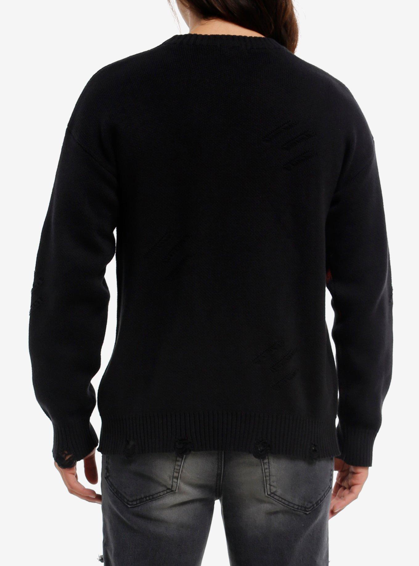 Abstract Red & Black Sweater, BLACK, alternate