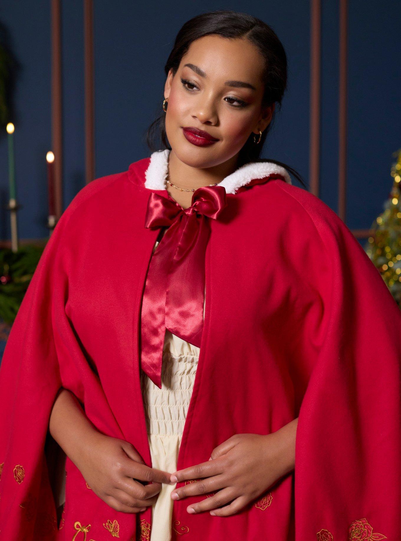 Her Universe Disney Beauty And The Beast Belle Hooded Cape Plus Size Her Universe Exclusive, RED, alternate