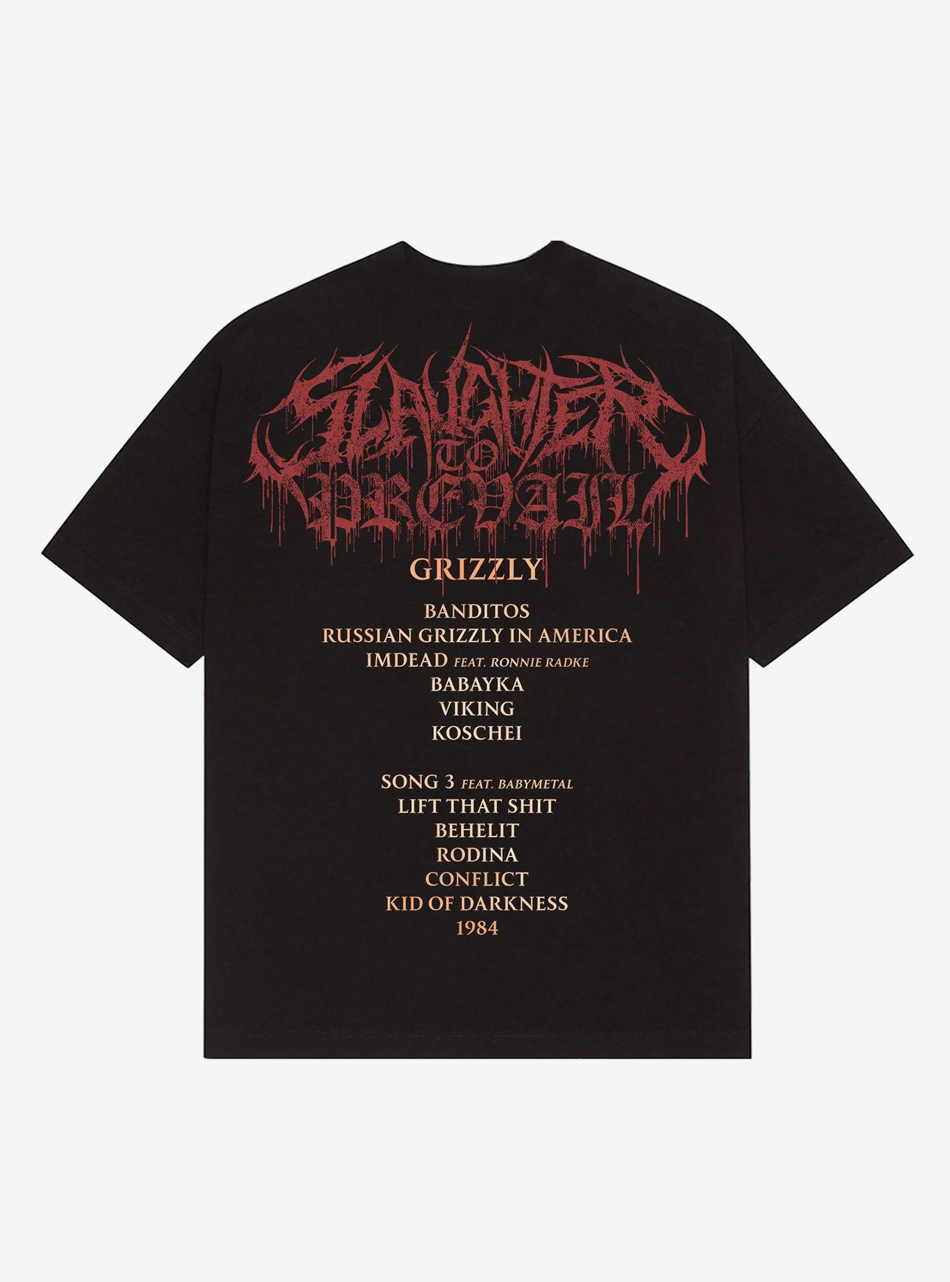Slaughter To Prevail Grizzly Track List Two-Sided T-Shirt Hot Topic Exclusive, , hi-res