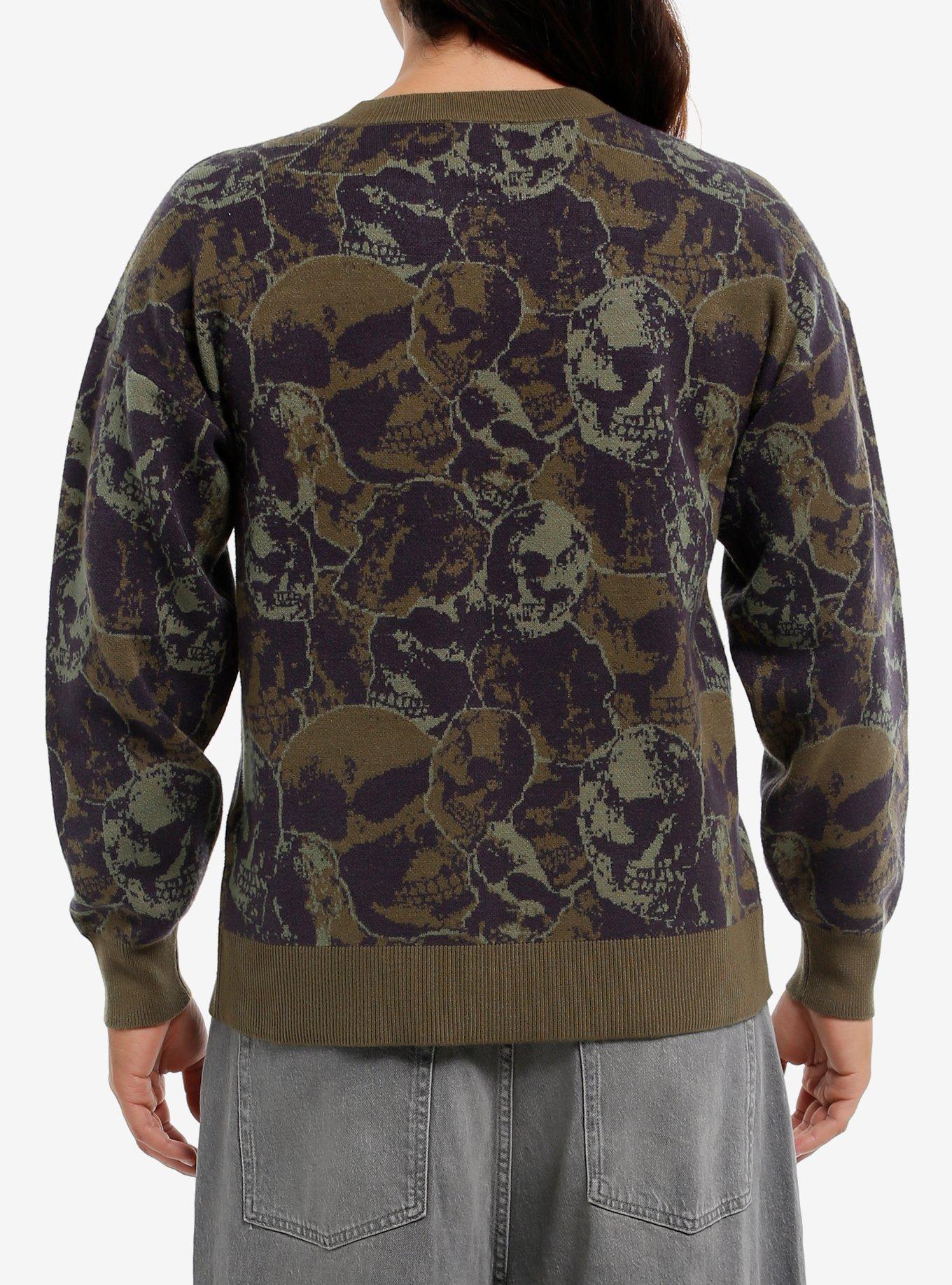 Green Skulls Sweater, OLIVE, alternate
