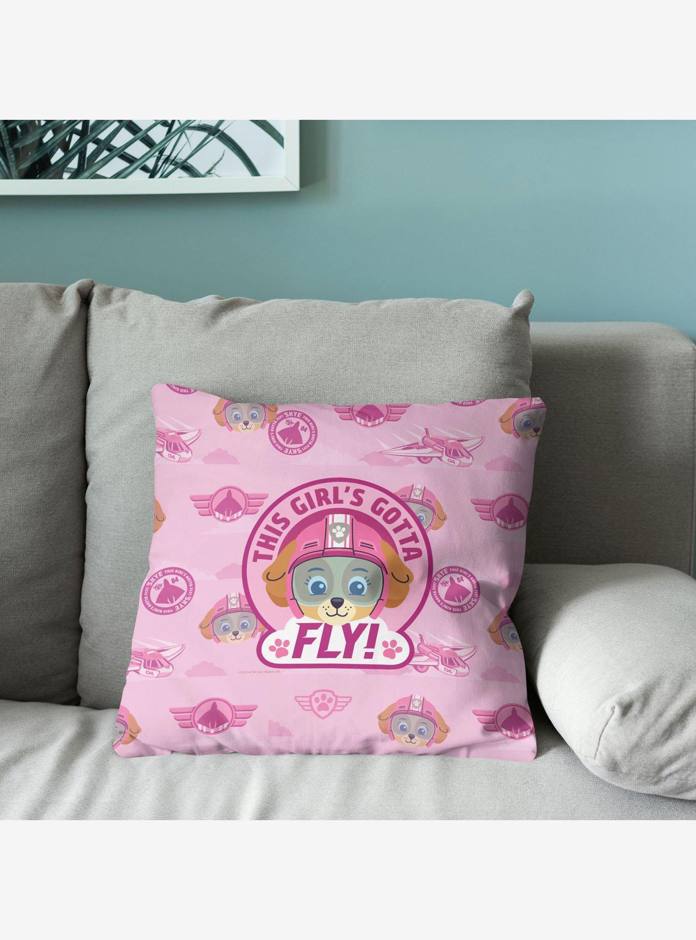Paw Patrol Skye Badge Pattern Throw Pillow, , alternate