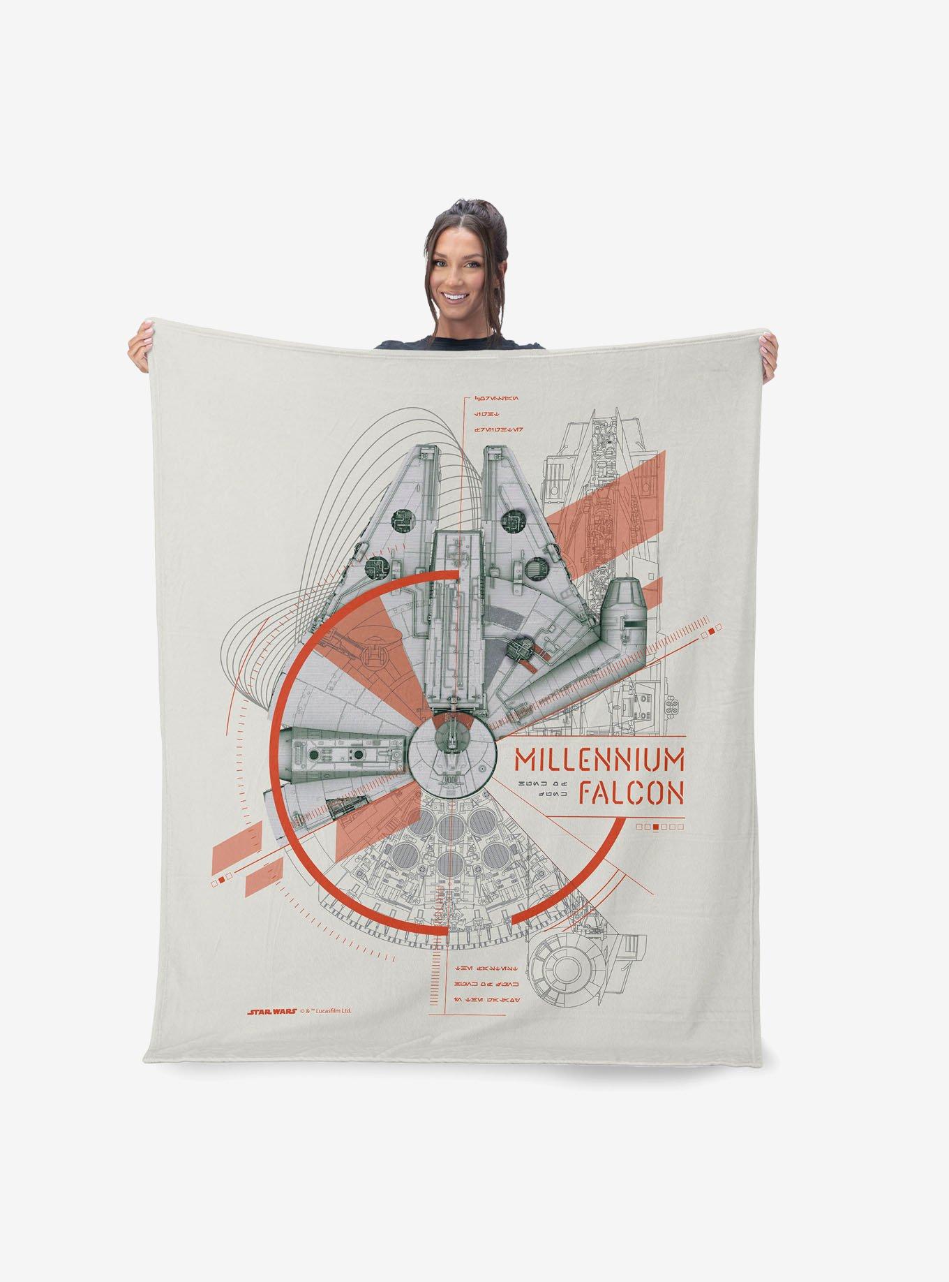 Star Wars Classic Millennium Falcon Blueprint Silk Touch Throw Blanket, , alternate