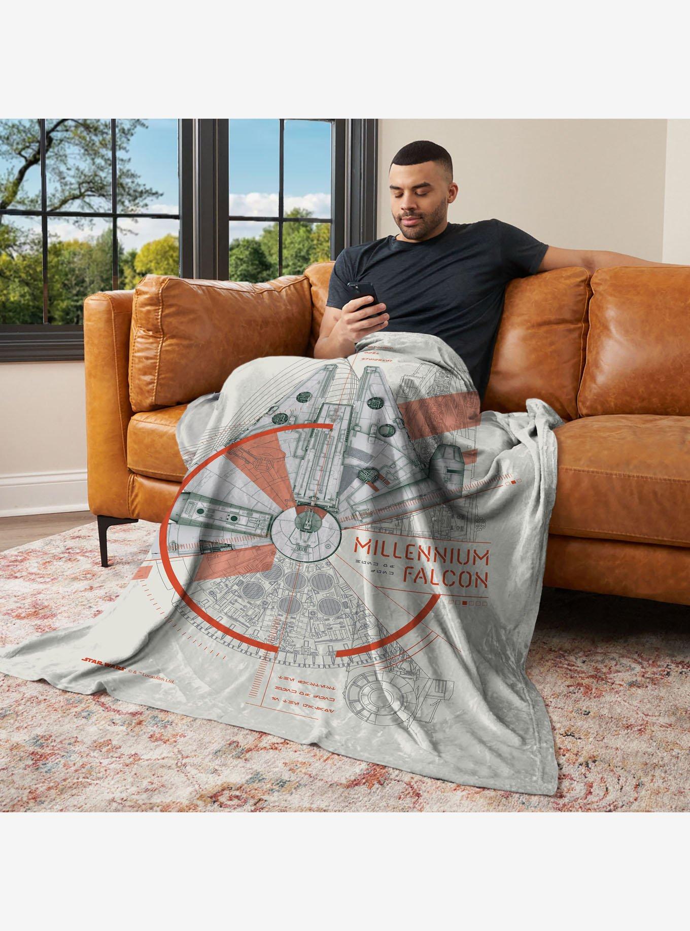 Star Wars Classic Millennium Falcon Blueprint Silk Touch Throw Blanket, , alternate