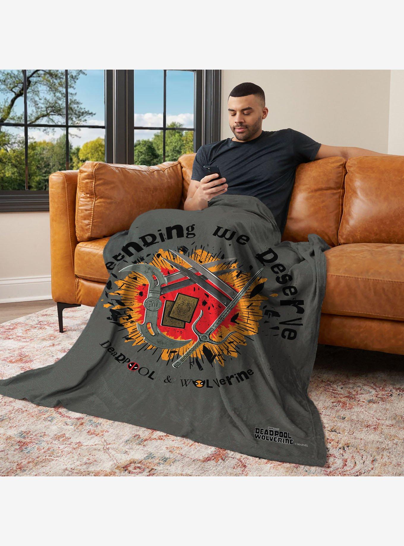 Marvel Deadpool 3 We Deserve Silk Touch Throw Blanket, , alternate