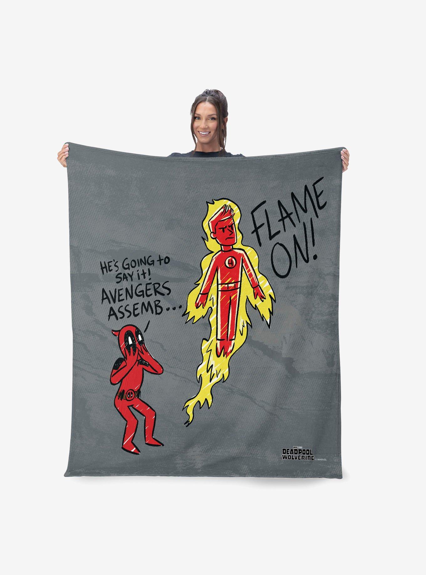 Marvel Deadpool 3 Flame On Silk Touch Sherpa Throw Blanket, , hi-res
