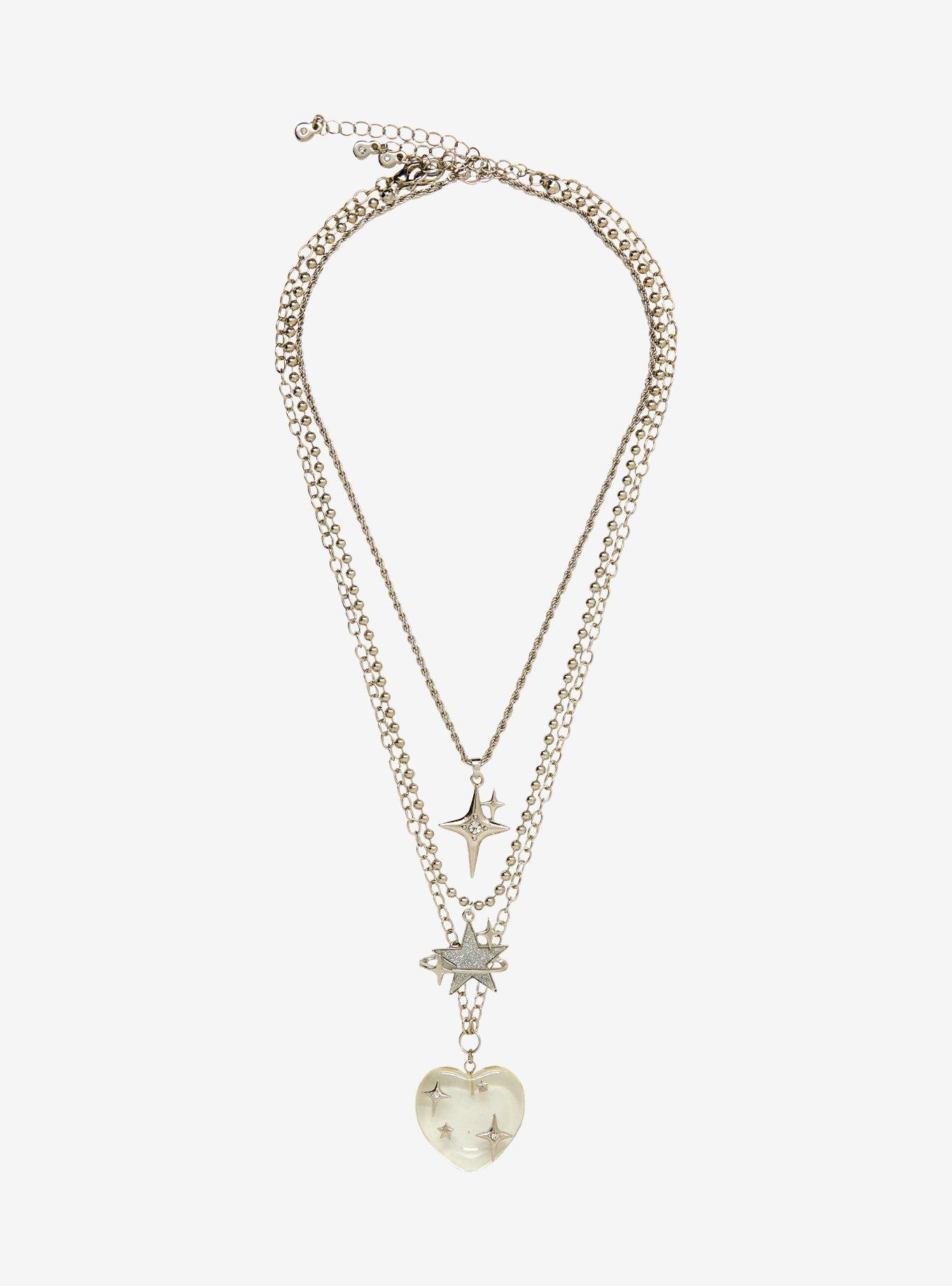 Bubble Heart Star Cluster Necklace Set, , hi-res