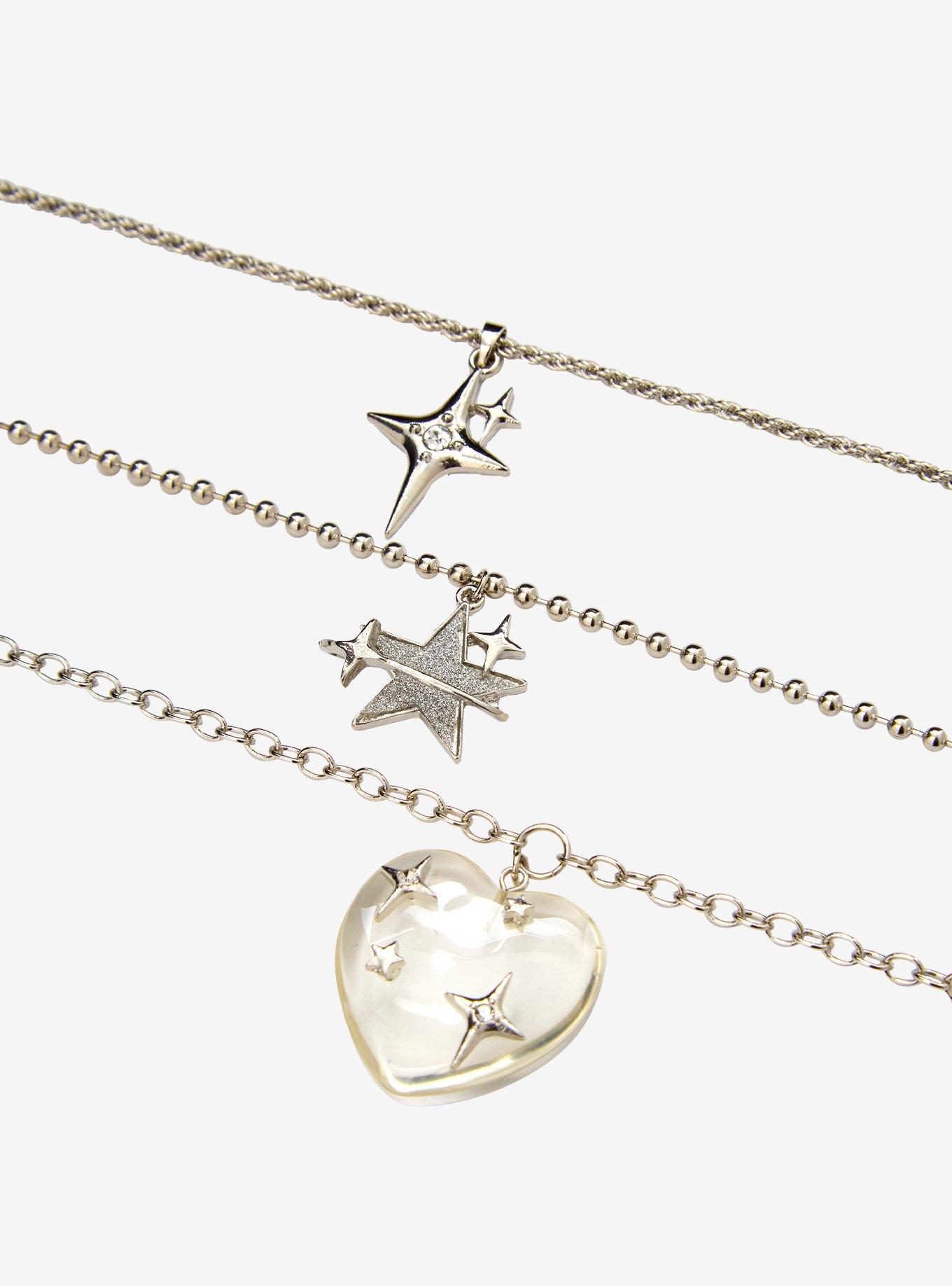 Bubble Heart Star Cluster Necklace Set, , alternate