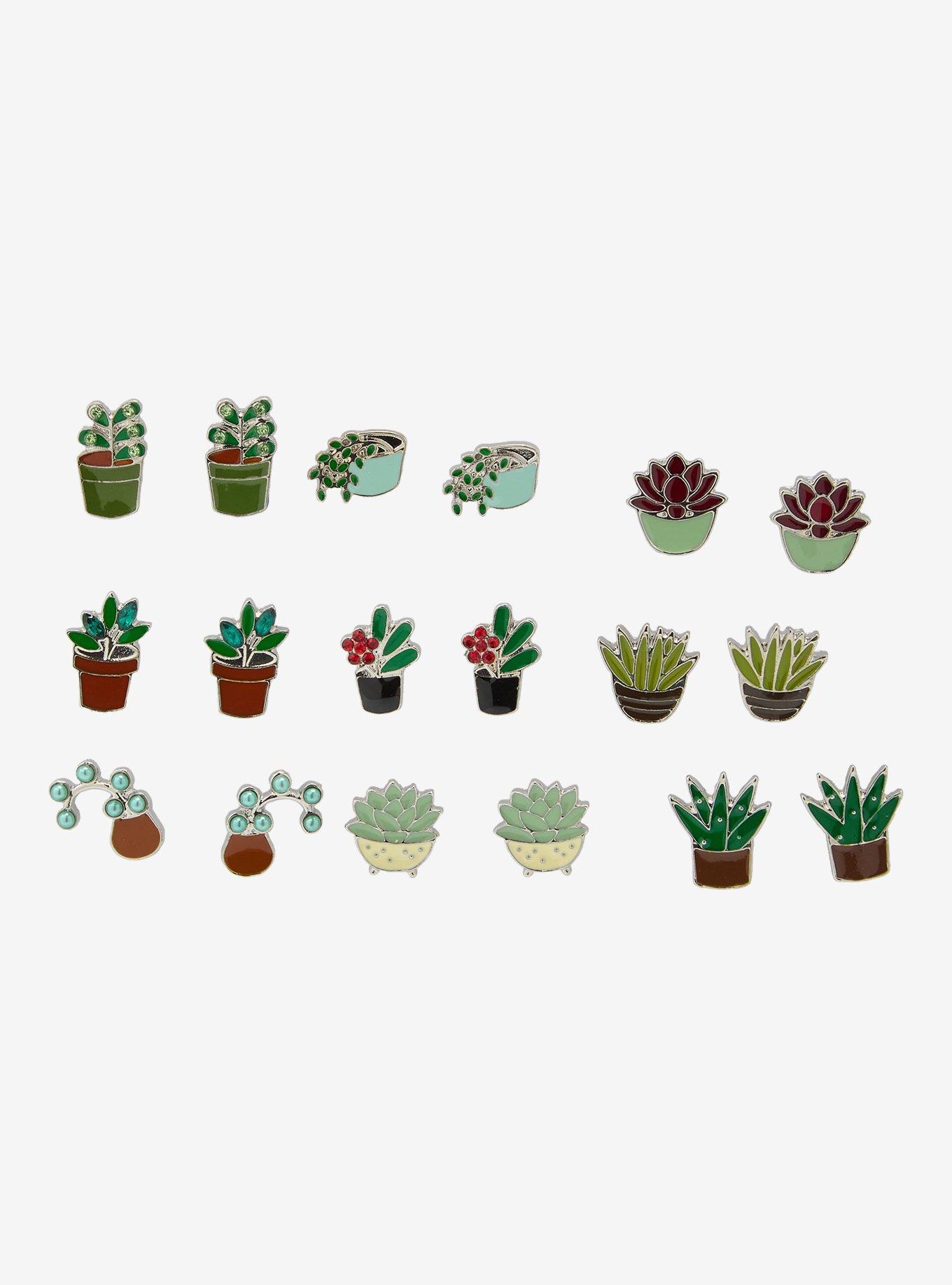 Thorn & Fable Succulent Garden Stud Earrings Set, , hi-res
