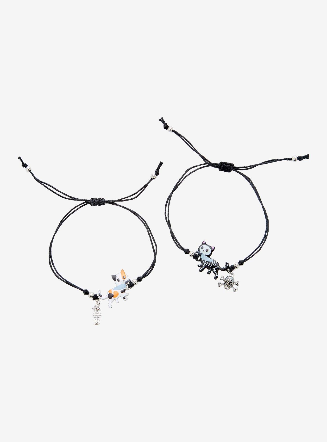 Kitty Skeleton Knife Best Friend Cord Bracelet Set, , hi-res