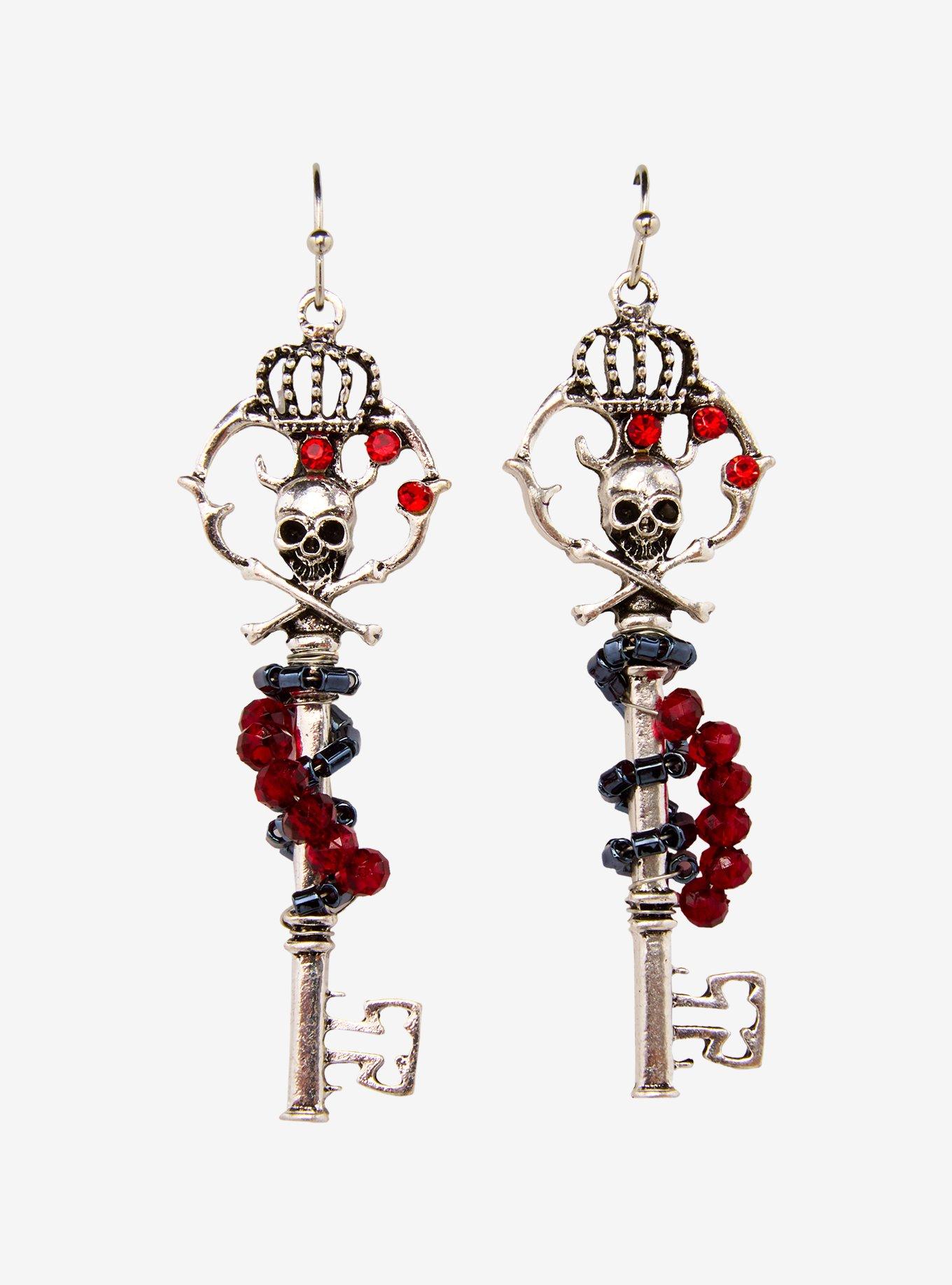 Thorn & Fable Skeleton Key Drop Earrings, , hi-res