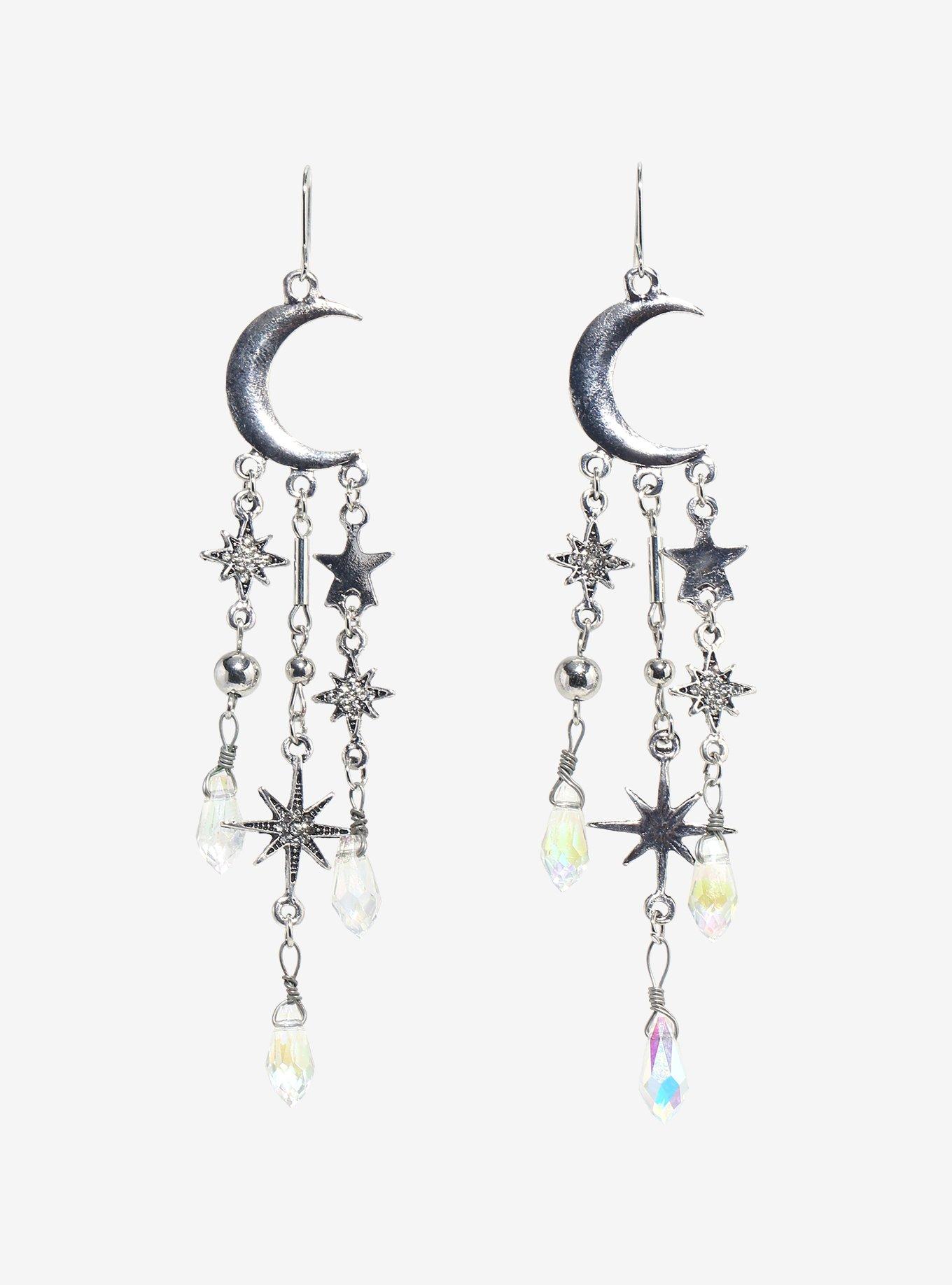 Crescent Moon Iridescent Charm Earrings, , hi-res