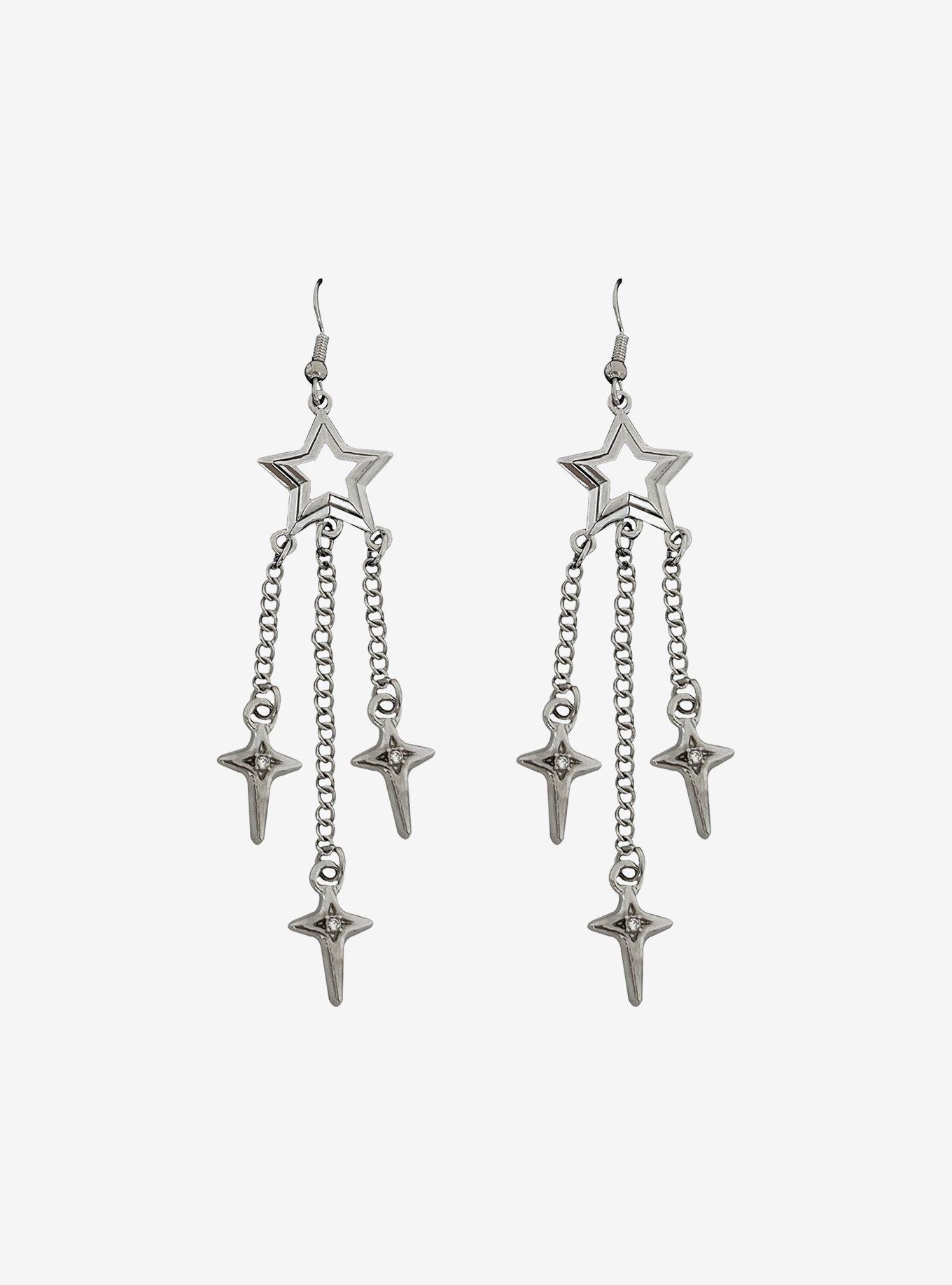 Star Cluster Chain Drop Earrings, , hi-res