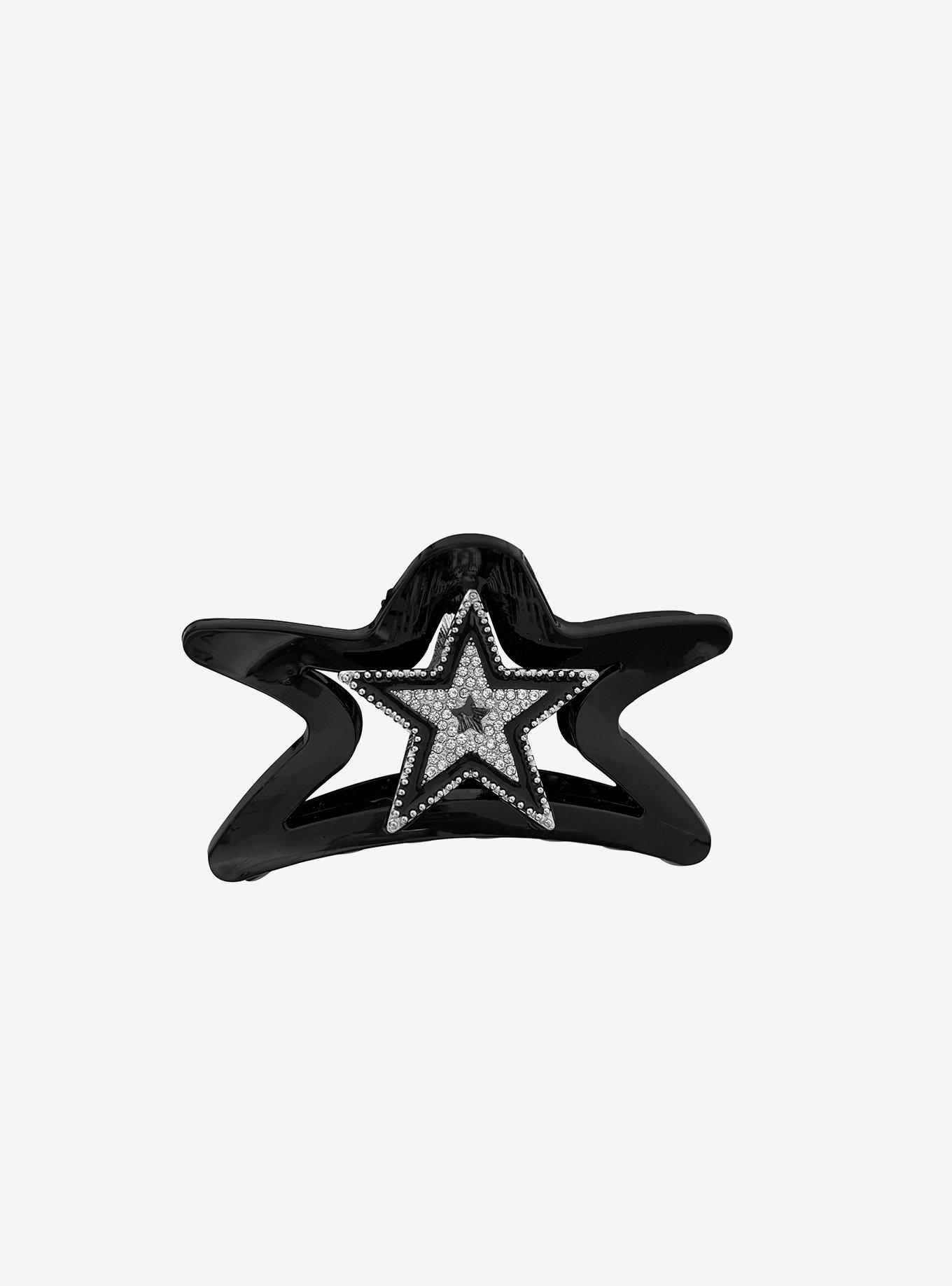 Rhinestone Black Star Claw Hair Clip, , hi-res