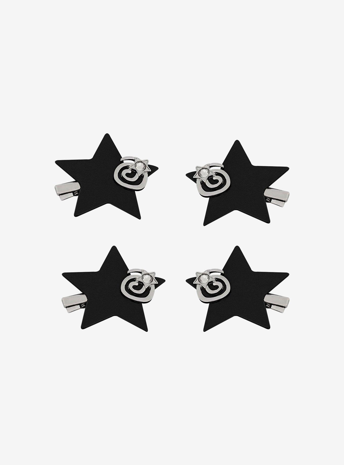 Spiral Black Star Hair Clip Set, , hi-res