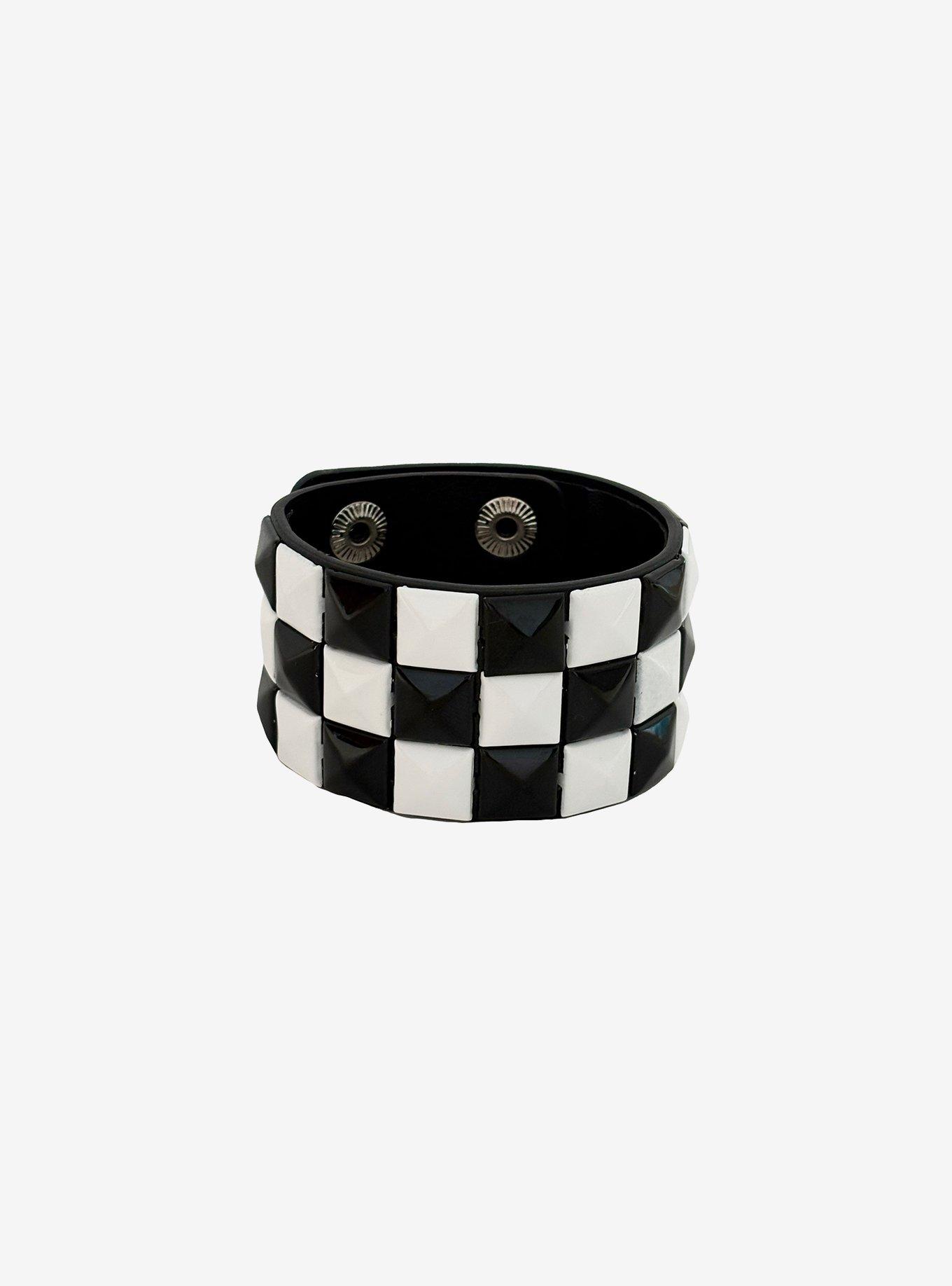 Black & White Pyramid Stud Bracelet, , alternate