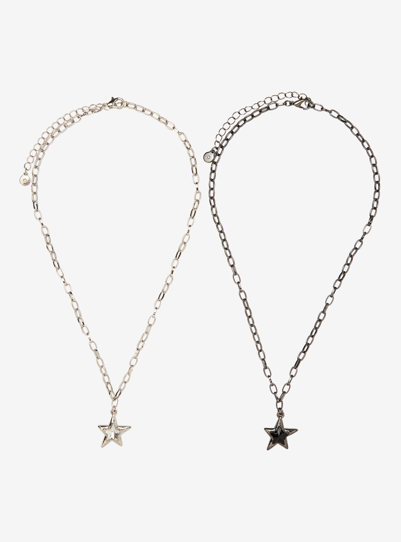 Black & White Metal Star Best Friend Necklace Set, , hi-res