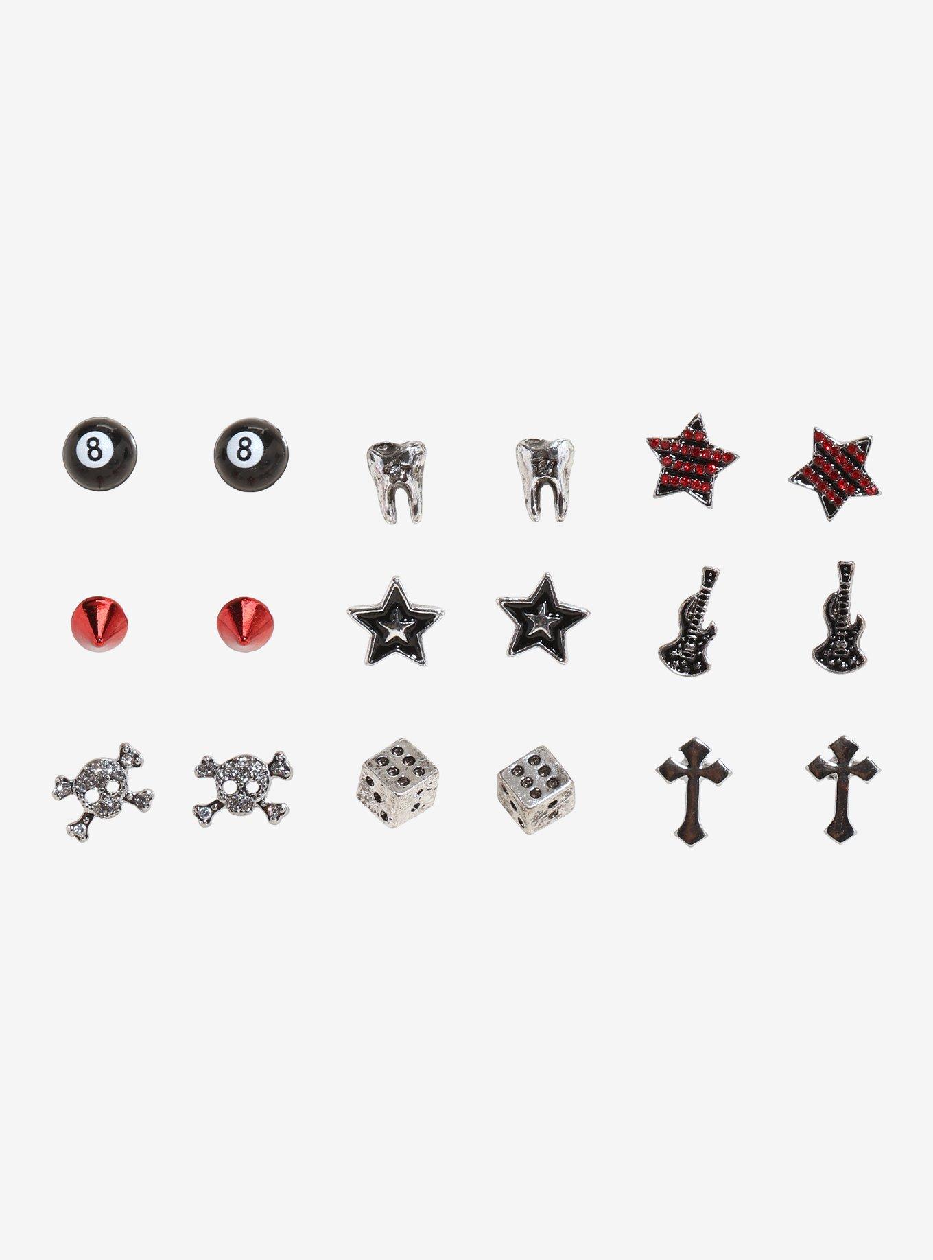 Social Collision Rock Star Guitar Tooth Stud Earring Set, , hi-res