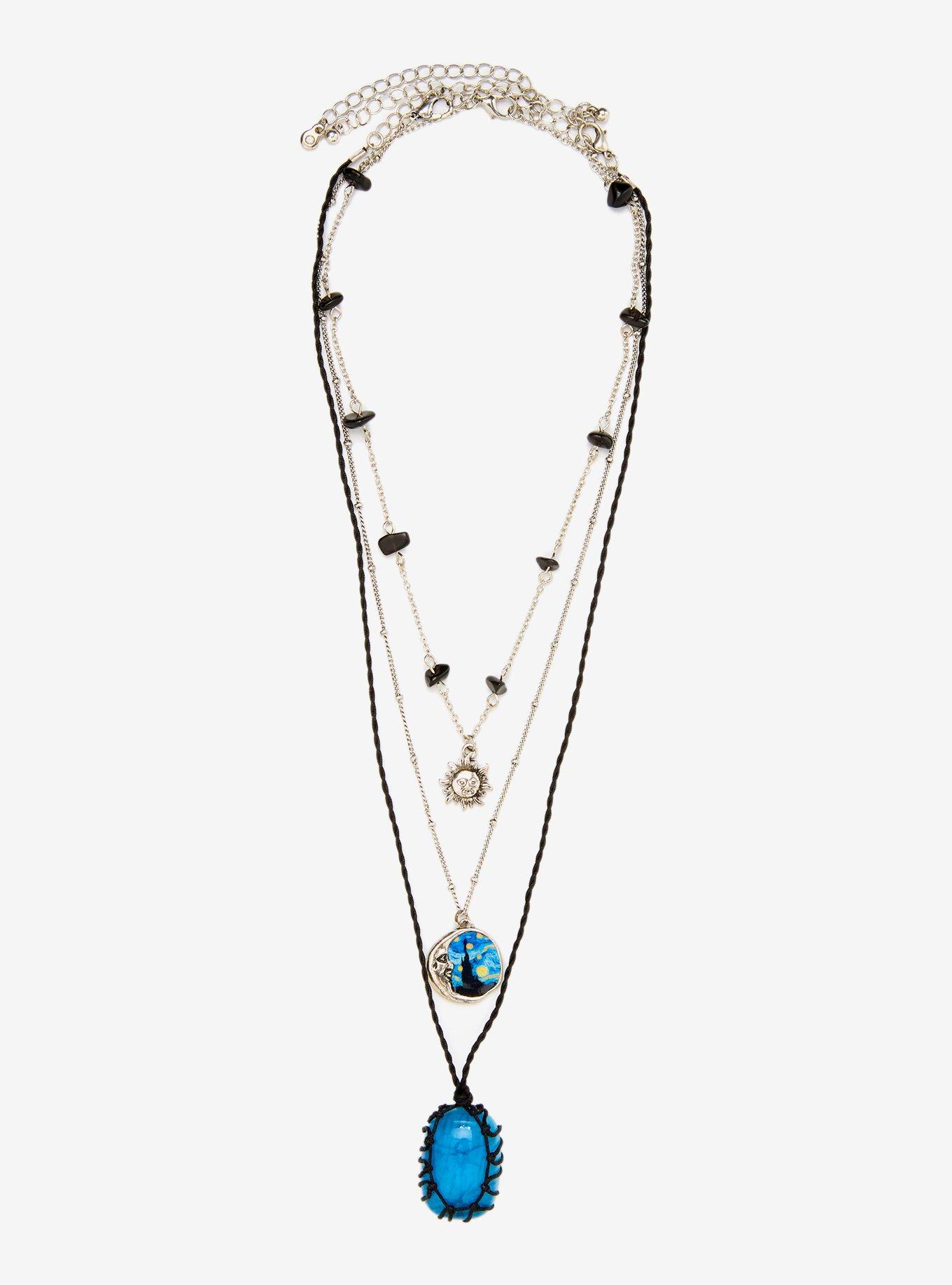 Thorn & Fable Starry Night Celestial Faux Crystal Necklace Set, , hi-res