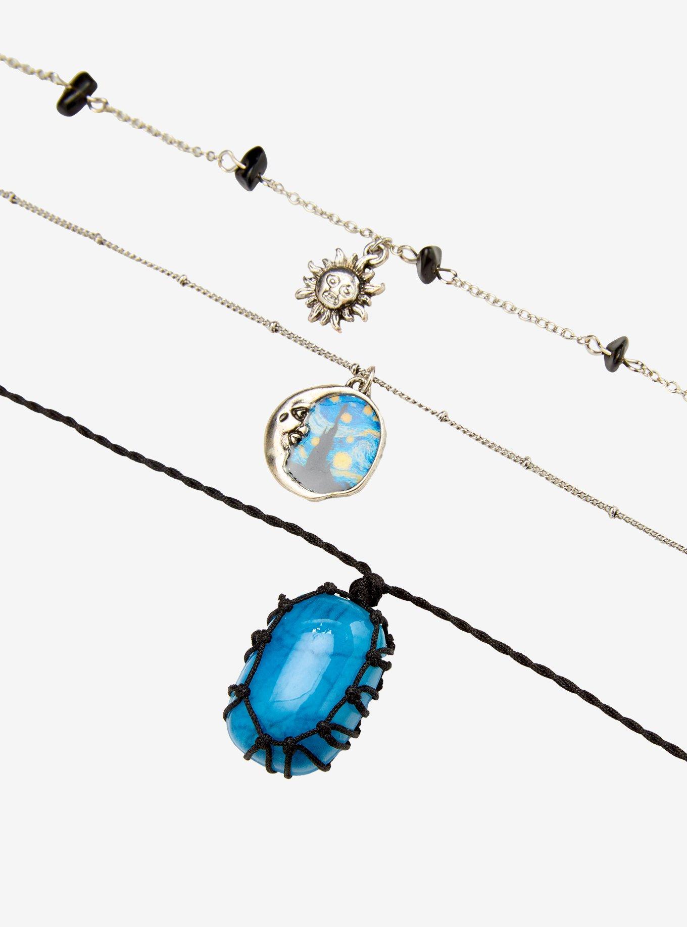 Thorn & Fable Starry Night Celestial Faux Crystal Necklace Set, , alternate