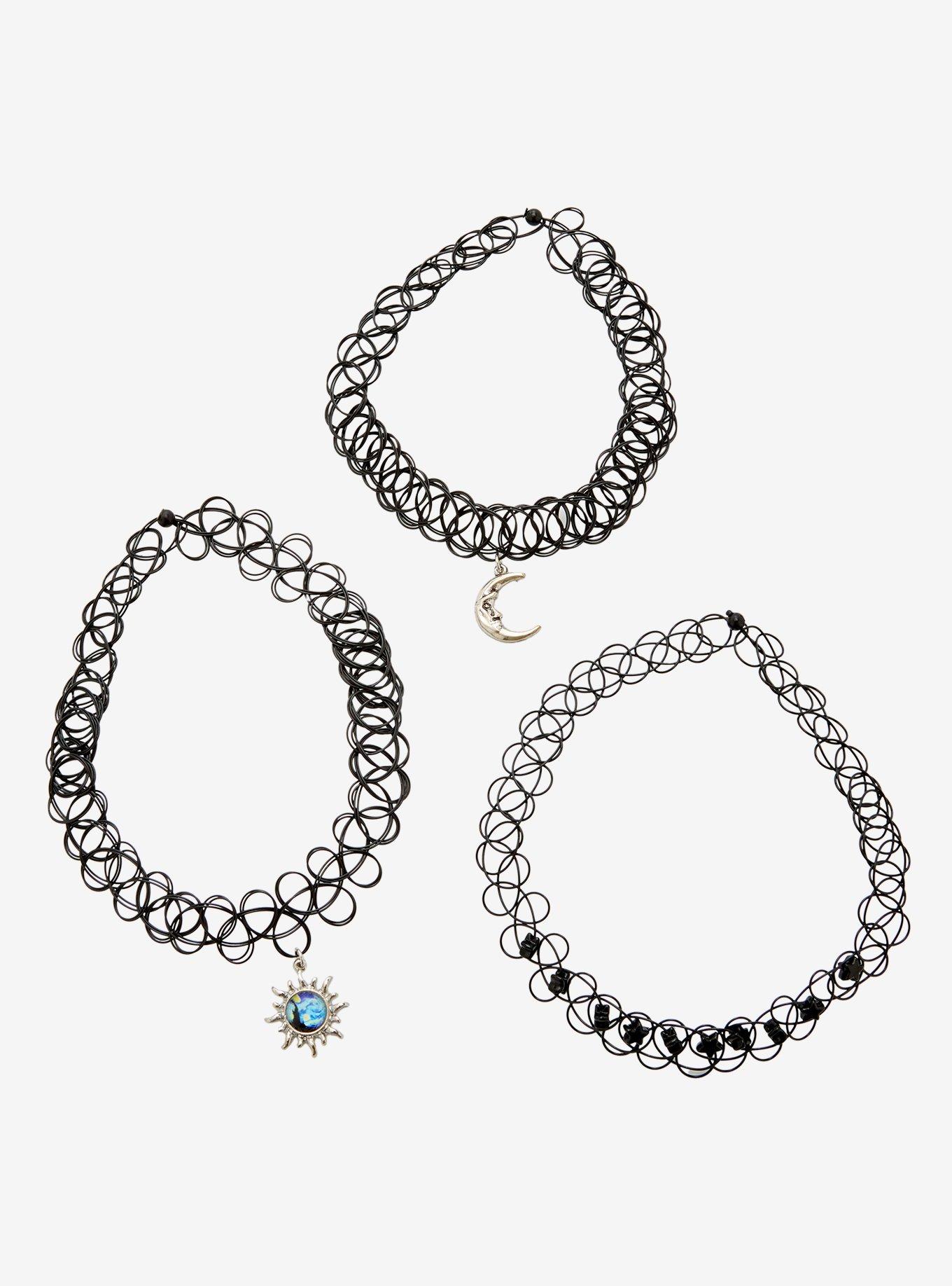 Thorn & Fable Celestial Charm Bead Tattoo Choker Set, , hi-res