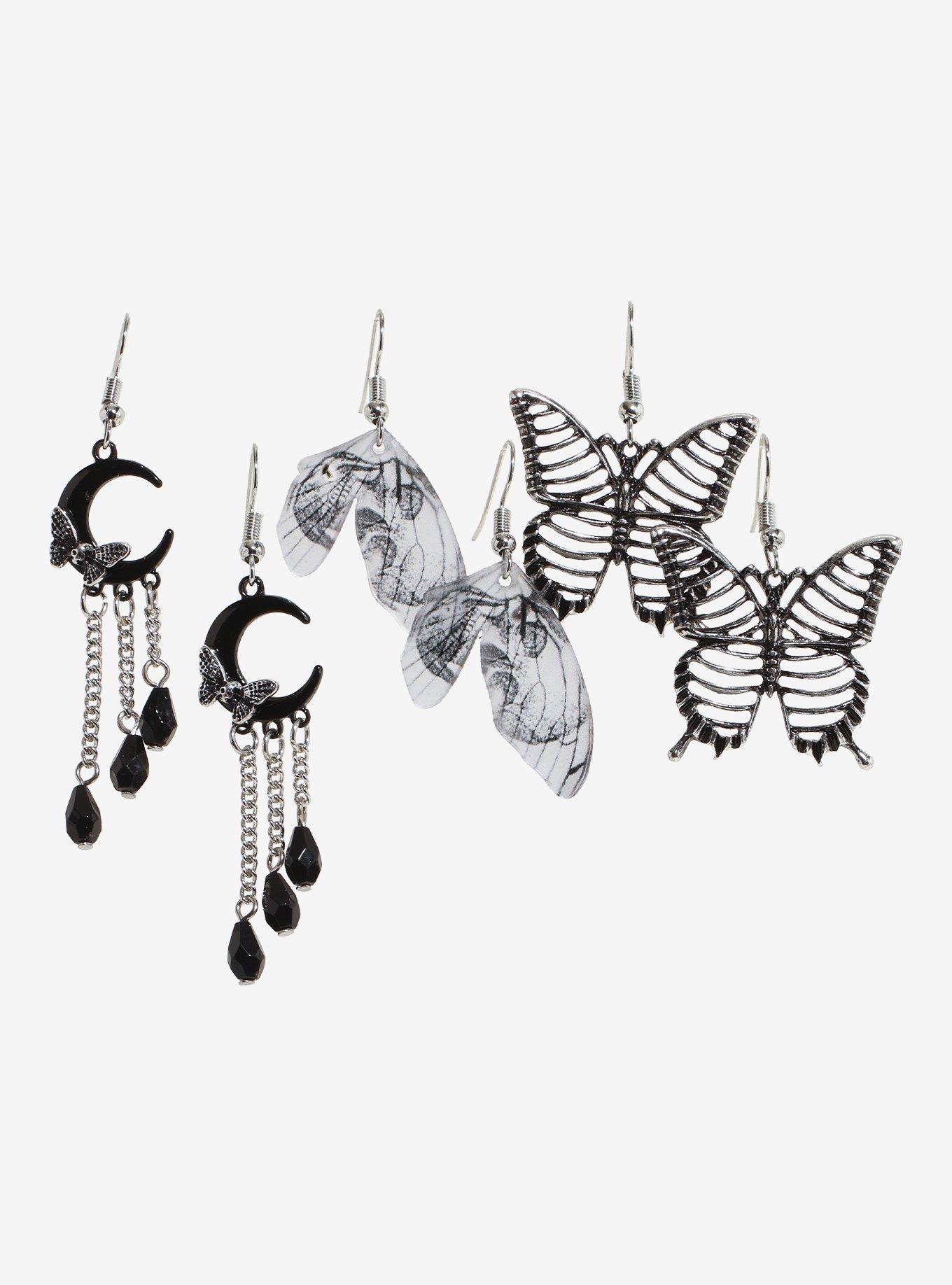 Cosmic Aura Skeleton Butterfly Wings Earring Set, , hi-res