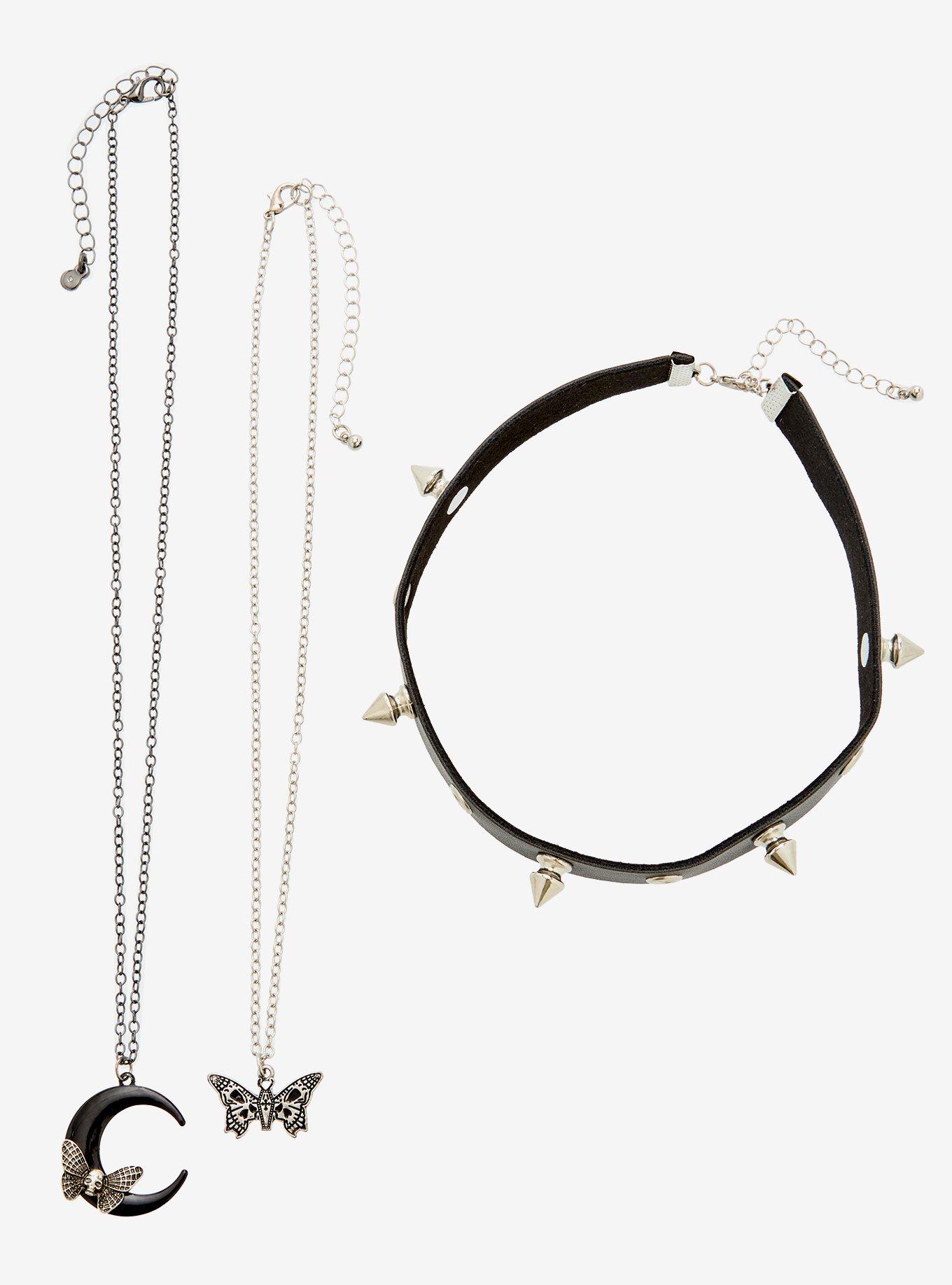 Death Moth Butterfly Skull Necklace Set, , hi-res